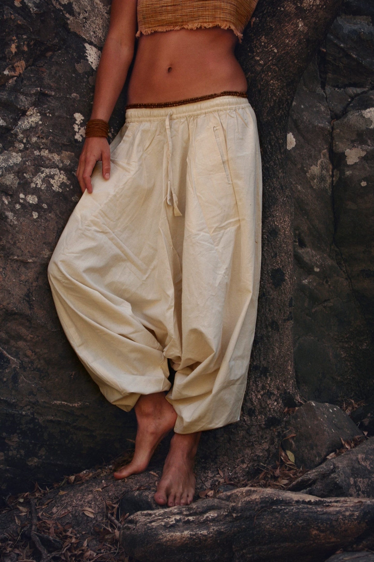 White Cotton Afghani Pants, Natural Harem Pants, Aladdin Pants, Hippie Pants, Yoga pants, Tribal Clothing, Earthy Clothing, Drop Crotch