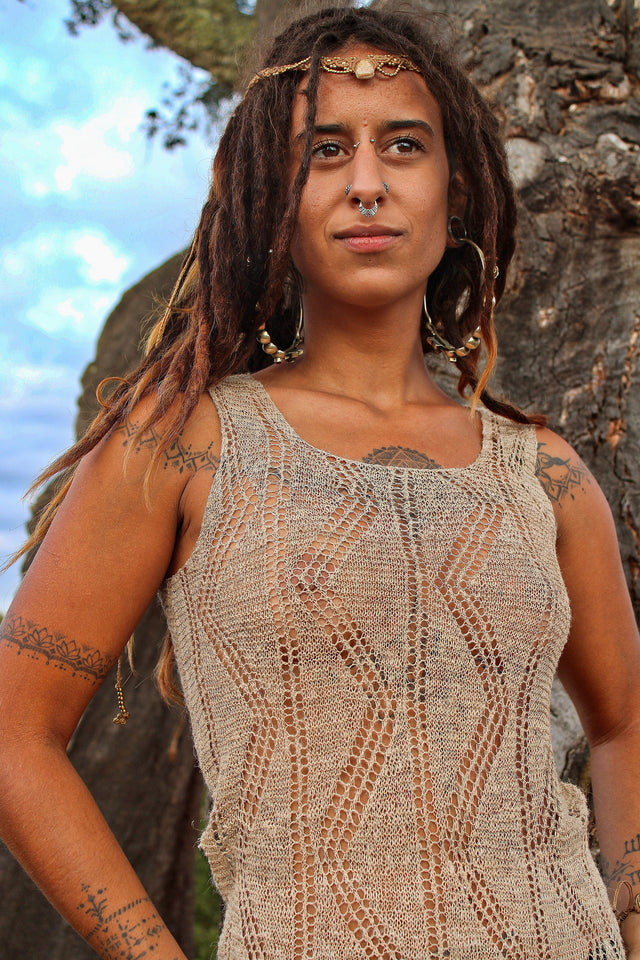 Wild Nettle Top, Crochet Dress, Nettle Dress, Earthy Dress, Boho Dress, Natural Dress, Eco, Organic, Handmade, Gift for Her