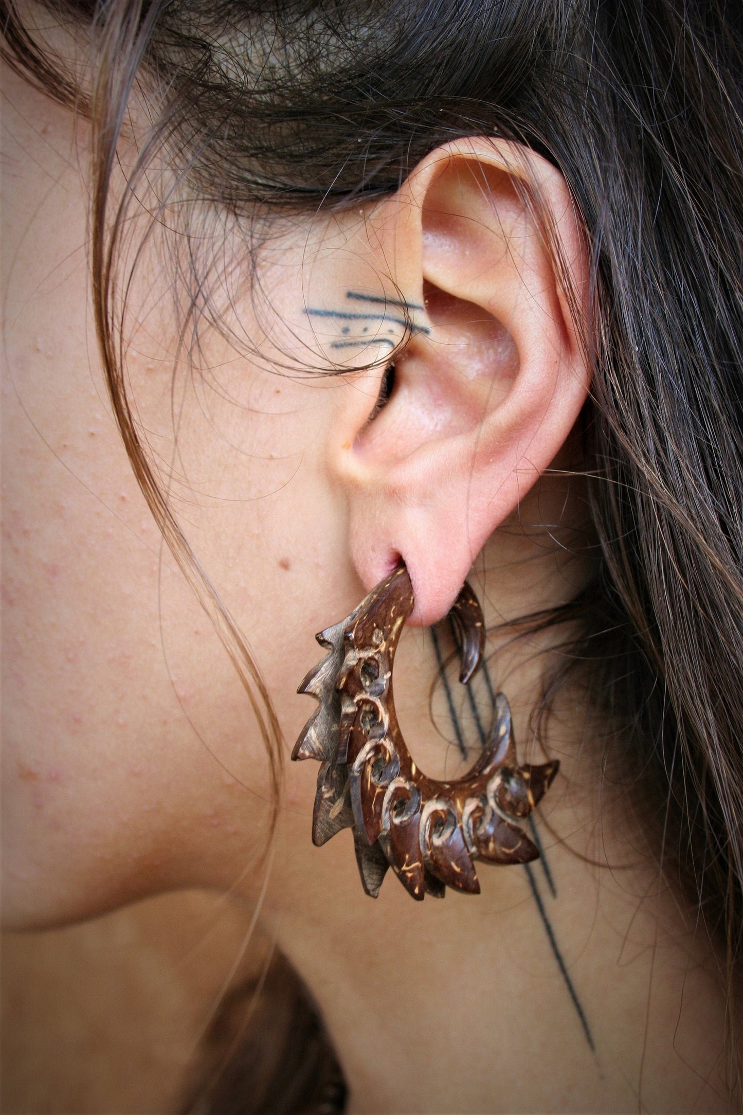 Handmade Coconut Gauges, Gauge Earrings, Coconut Earrings, Wood piercing, Wood Earrings, Tribal Style, Coconut Expanders, Ear Stretchers