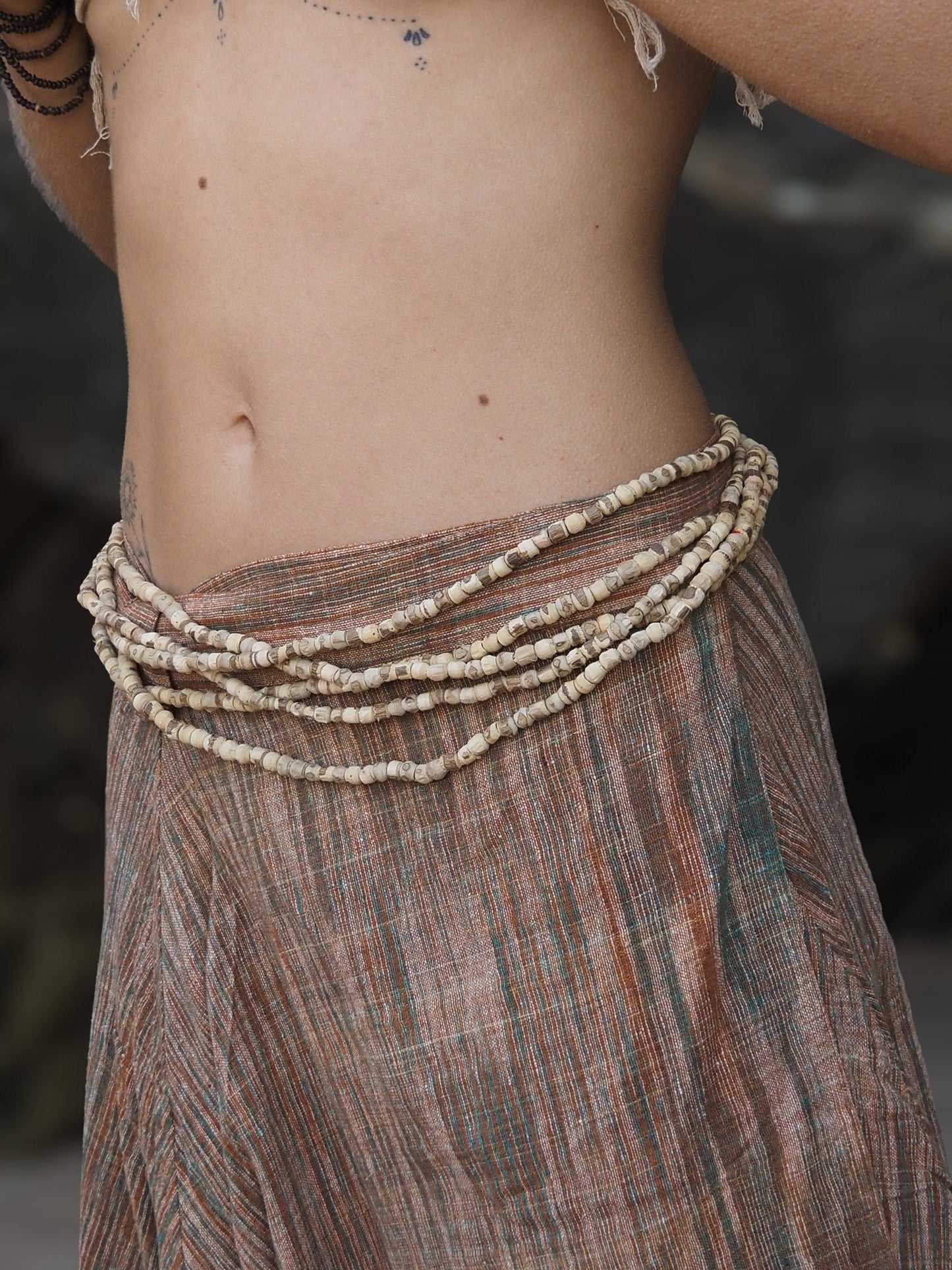 Tribal Belt, Tulsi Wood Belt, Wood Belly Chain, Earthy Belt, Beads Belt, Macrame Belt, Hippie Accessories, Wood Boho Belt, Gift For Her