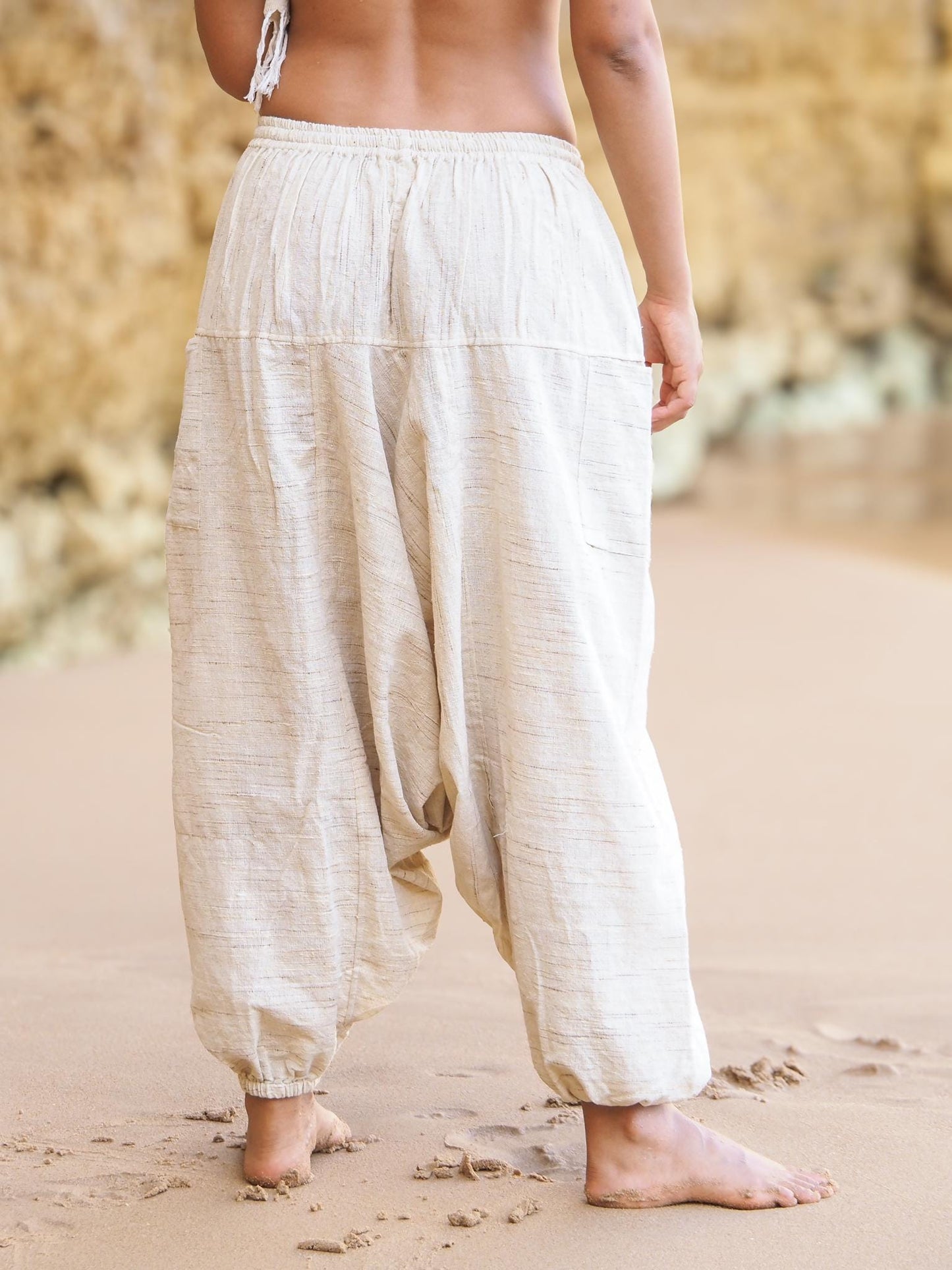 Unisex Harem Pants, Khadi Pants, Tribal Pants, Khadi Clothing, Handwoven Pants, Drop Crotch Pants, Afghan Pants, Loose Pants, Natural