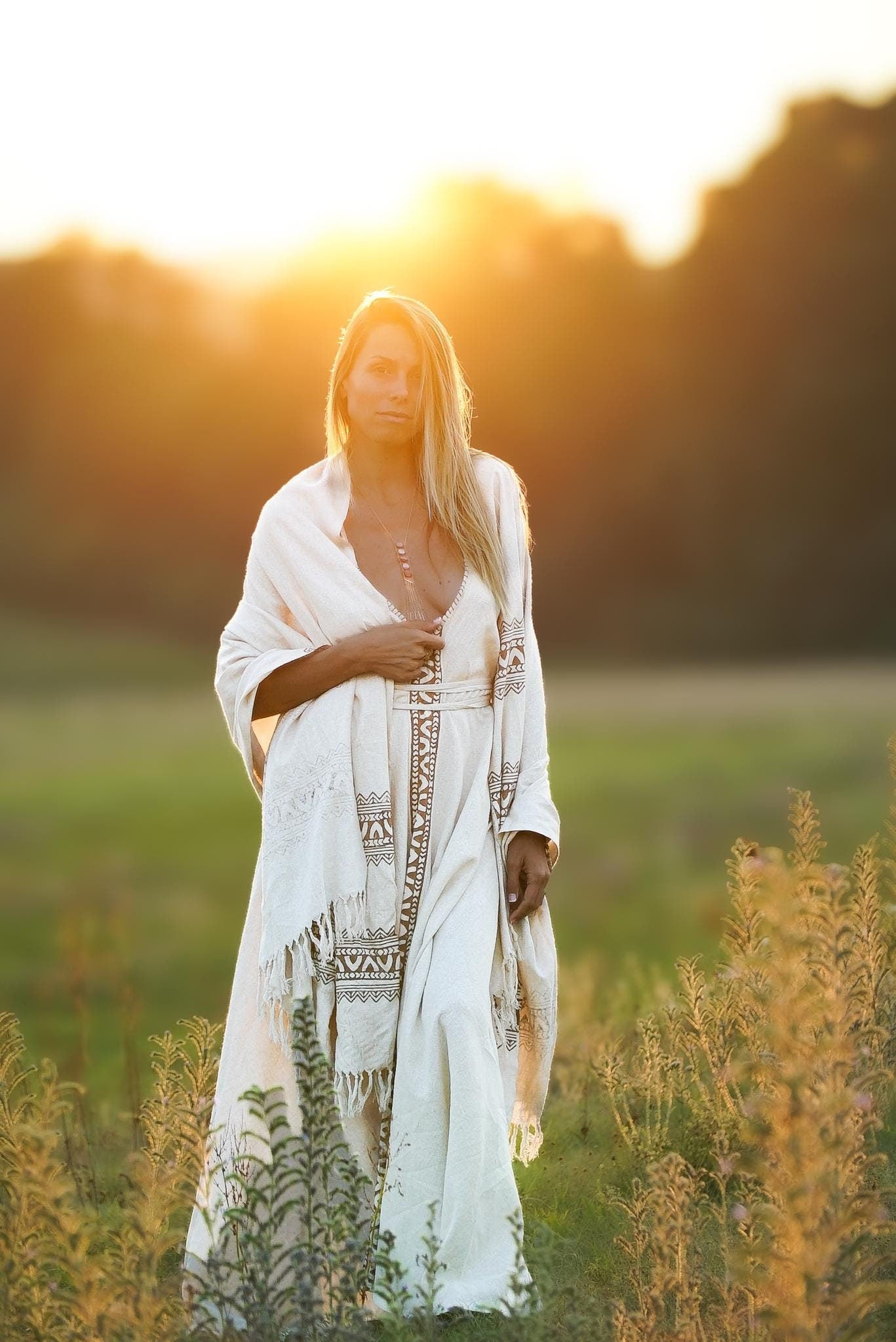 Tribal Raw Silk Block Print Shawl