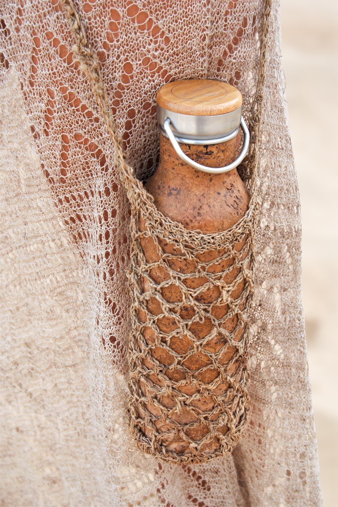 Hand Woven Hemp Water Bottle Holder, Hemp Crossbody Bottle Holder, Water Bottle Bag, Festival Bag, Bottle Carrier, Boho
