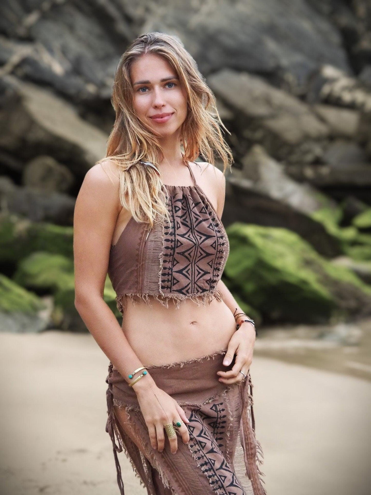 Tribal Block Print Halter Top