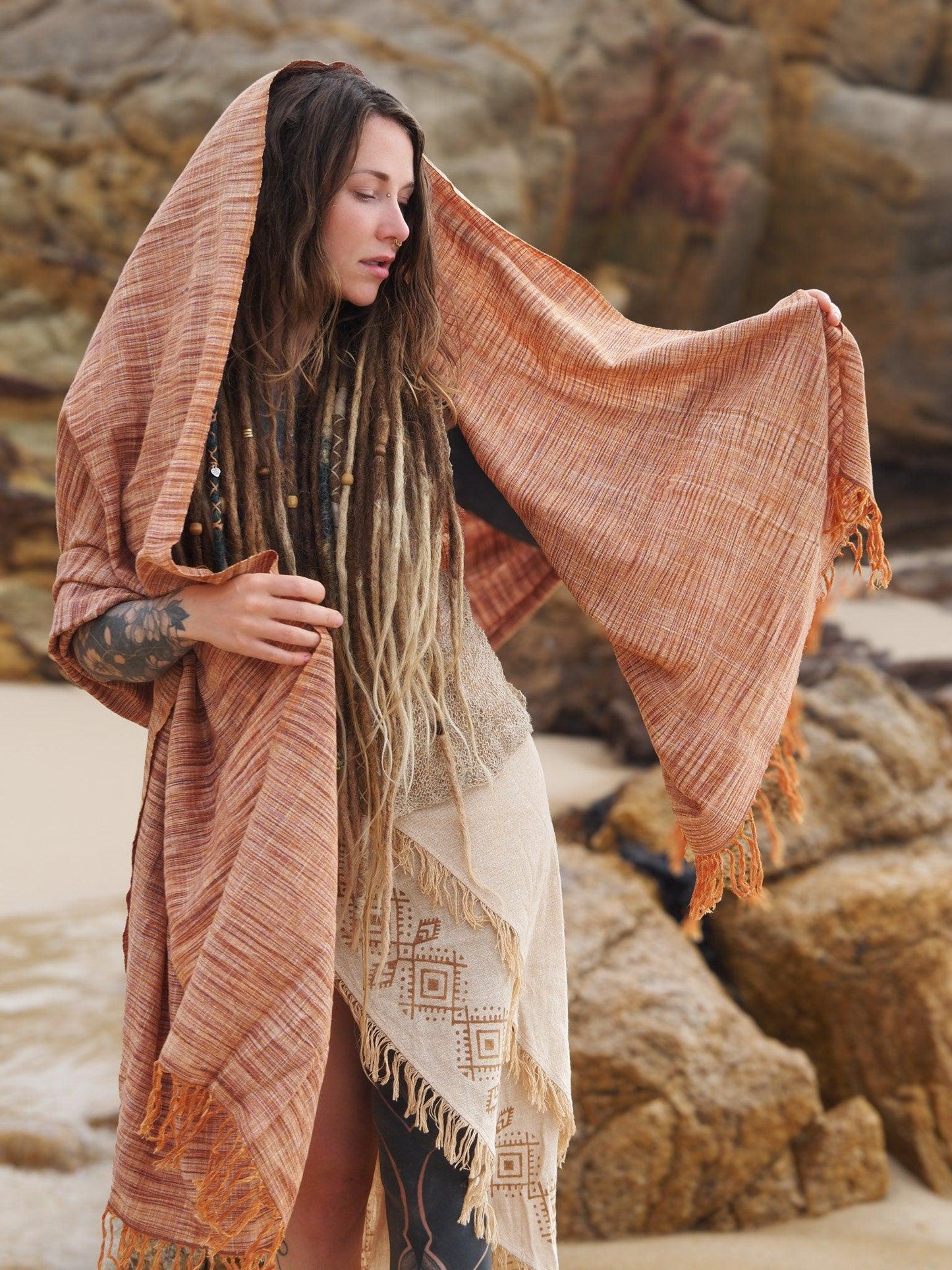 Earthy Khadi Shawl, Cotton Shawl, Khadi Shawl, Unisex Shawl, Hand Loomed Shawl, Hippie Clothing, Earthy Accessories, Earthy Shawl, Boho