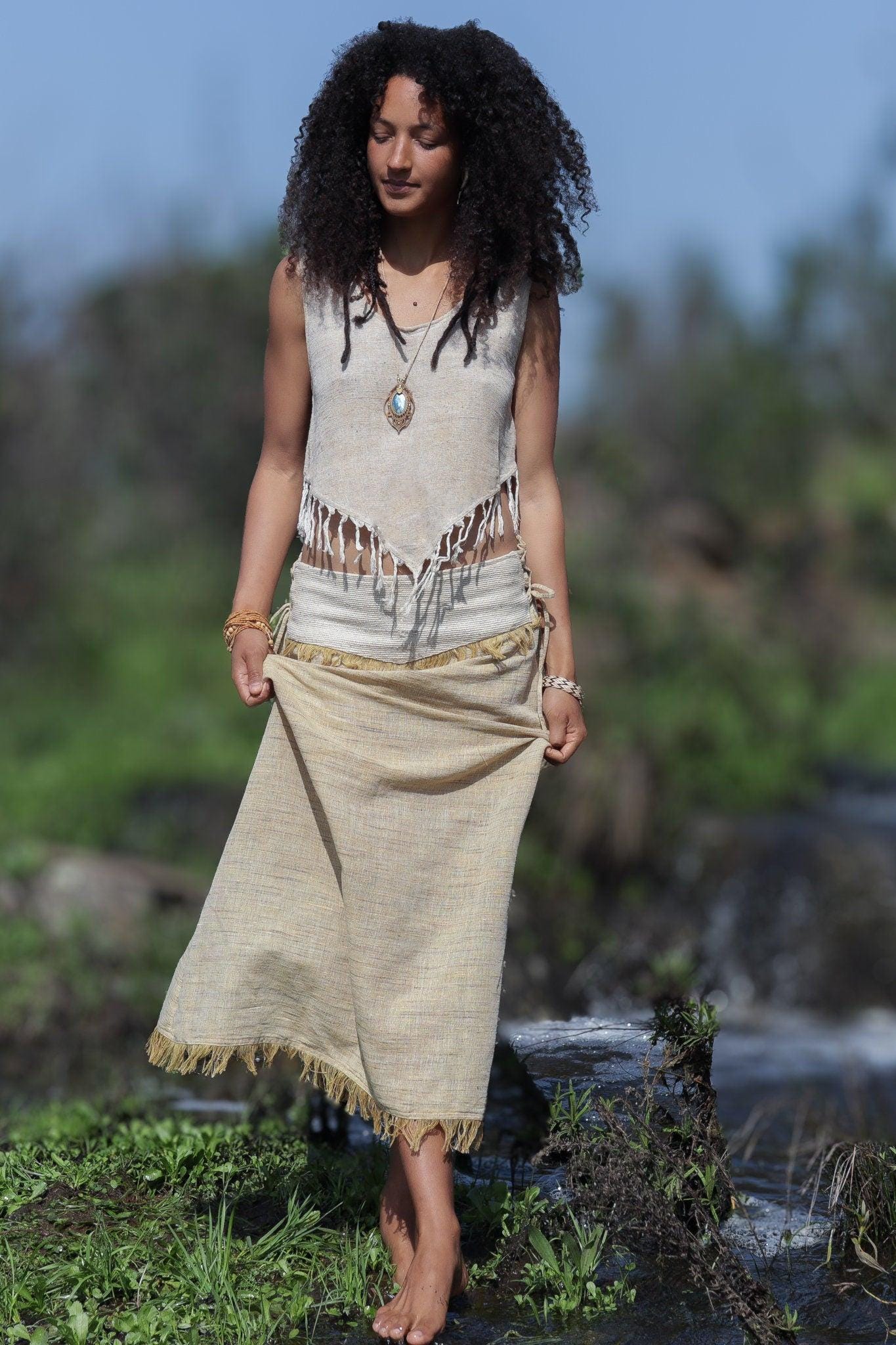 Khadi Raw Silk Ceremonial Skirt, Khadi Frayed Skirt, Raw Silk Skirt, Boho Maxi Skirt, Long Bohemian Wrap Skirt, Tribal Festival Clothing