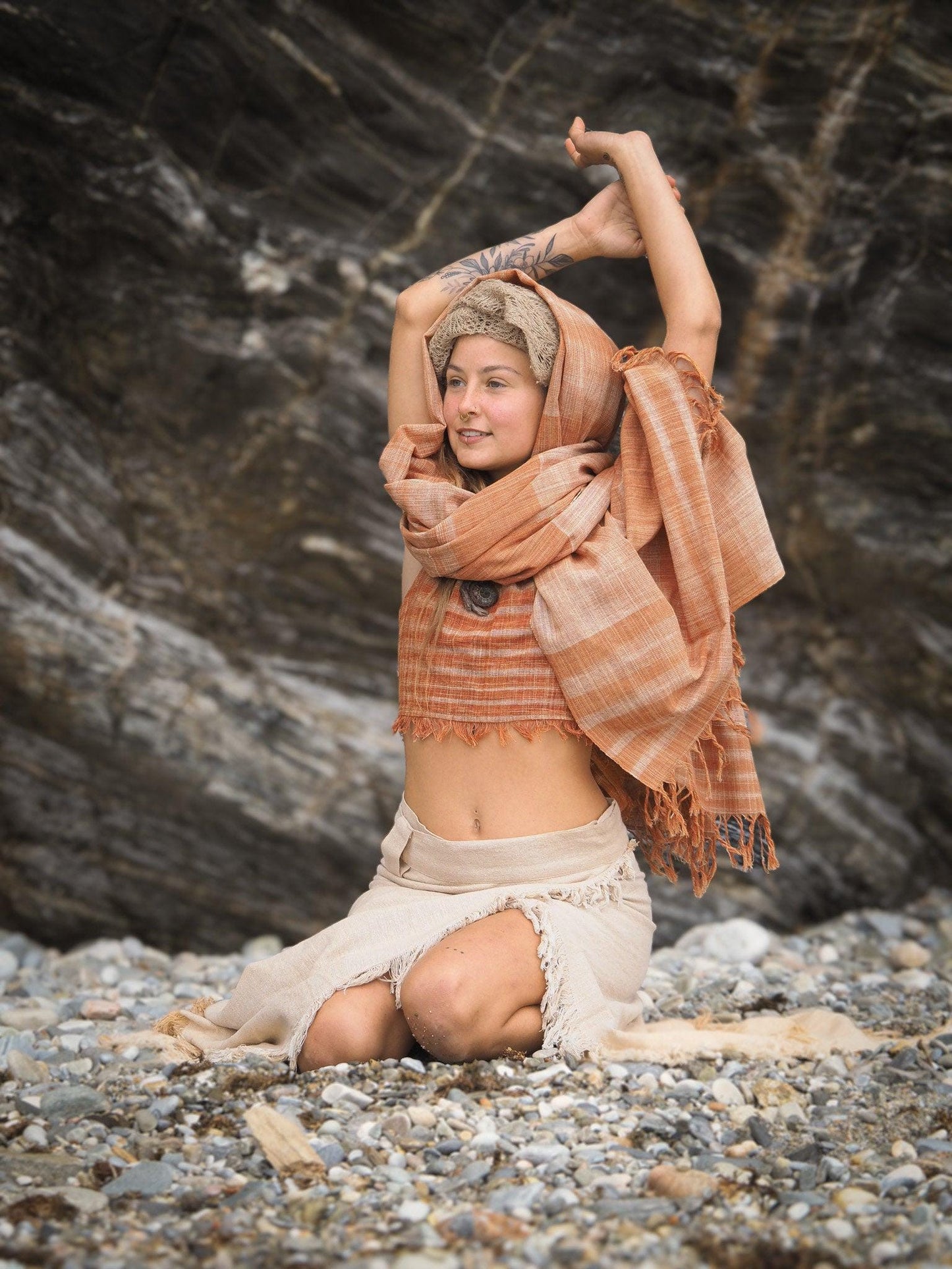 Earthy Khadi Shawl, Cotton Shawl, Khadi Shawl, Unisex Shawl, Hand Loomed Shawl, Hippie Clothing, Earthy Accessories, Earthy Shawl, Boho
