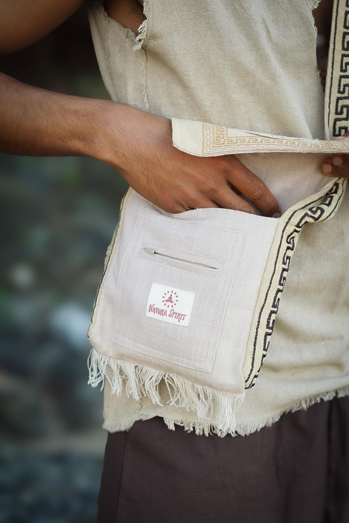 Unisex Flower Of Life Bag, Tribal Bag, Embroidery Bag, Shoulder Bag, Khadi, Cotton, Unisex Bag