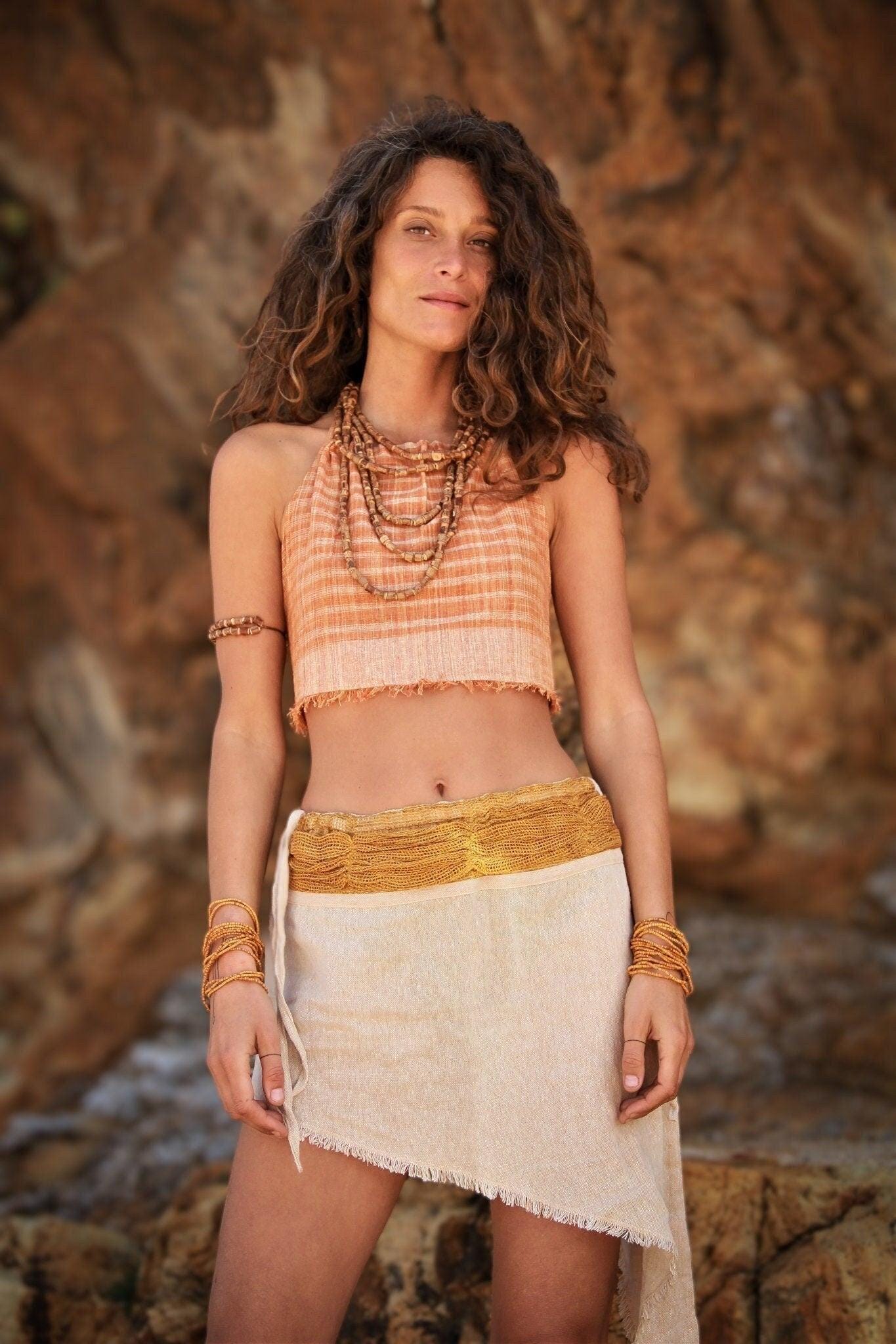 Earthy Pixie Skirt, Boho Festival Skirt, Fairy Skirt, Tribal Skirt, Short Skirt, Natural Clothing, Hippie Skirt, Elven Skirt, Pixie Clothing