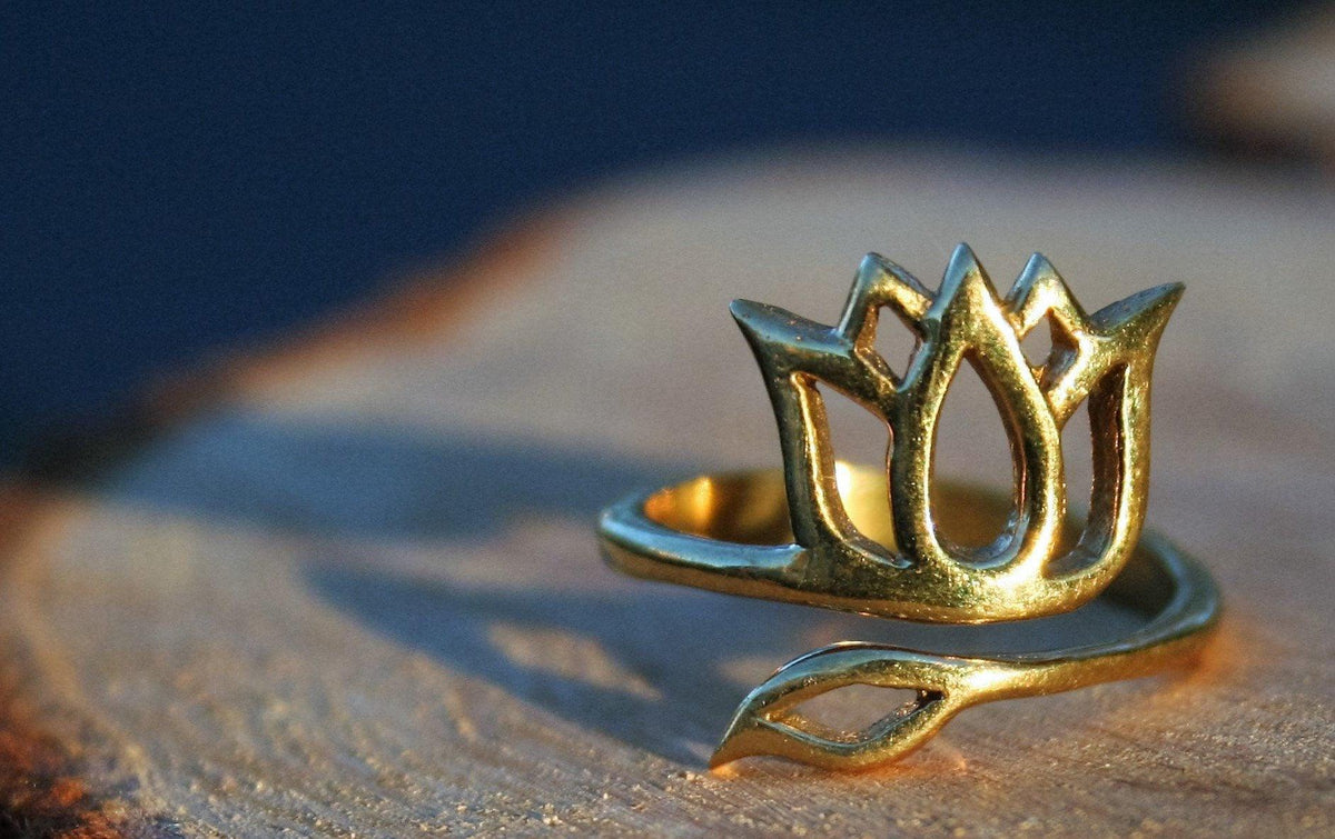 Lotus flower of Love Adjustable Brass Ring