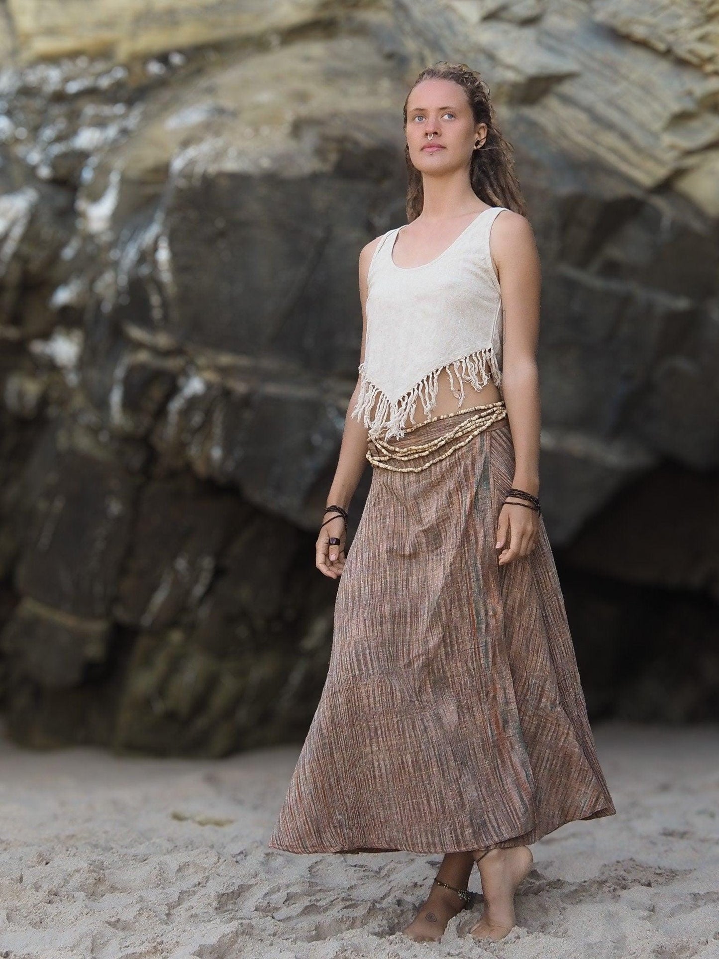 Khadi Wrap Skirt, Wrap Skirt, Khadi Clothing, Loose Maxi Skirt, Hippie Skirt, Natural Clothing, Boho Skirt, Hand Loomed Skirt, Oversize