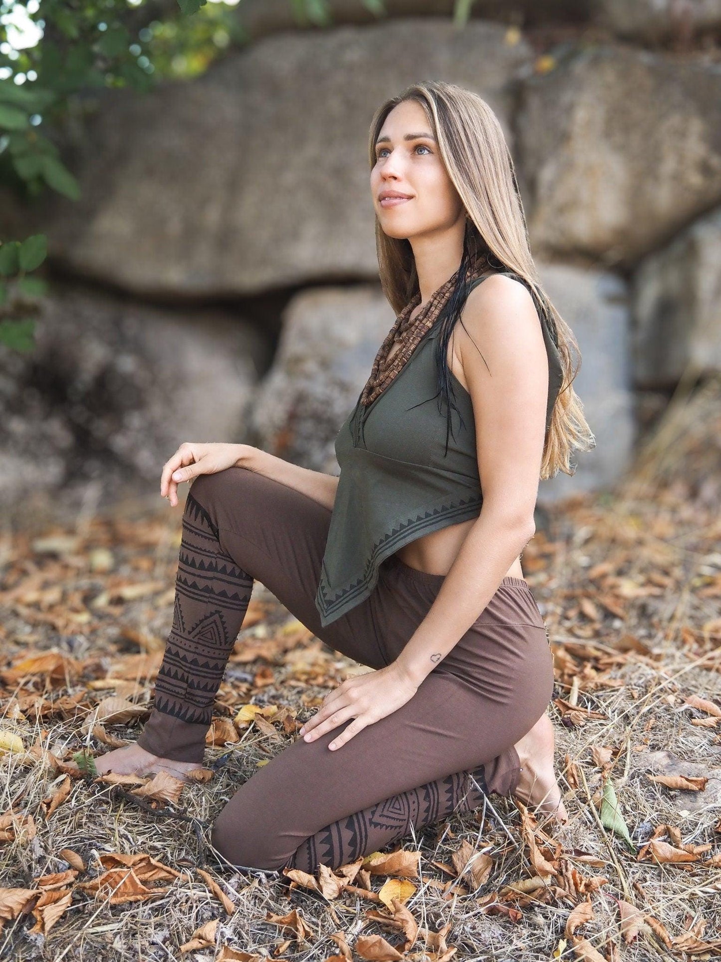 Organic Tribal Block Print Leggings