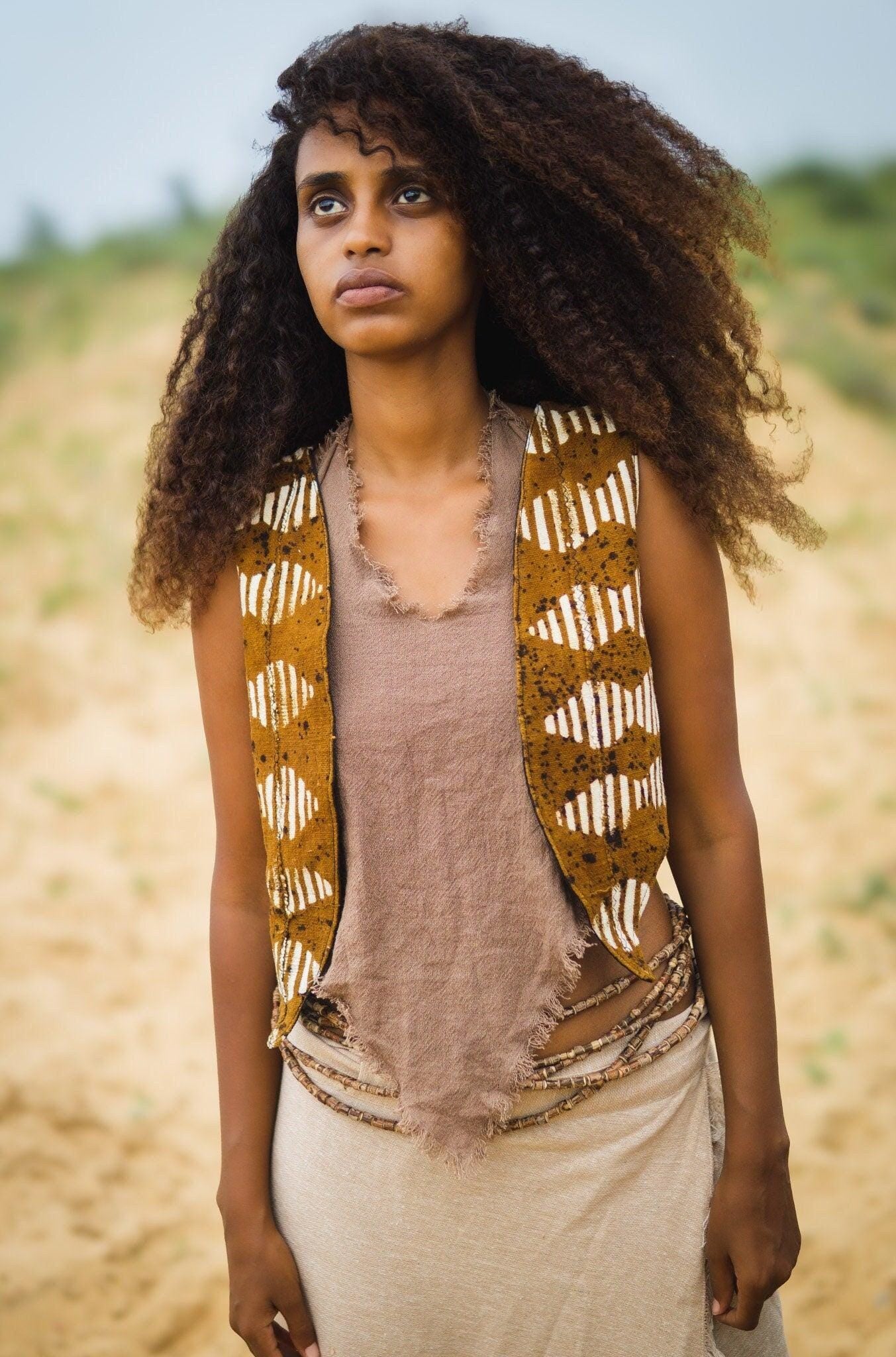 Organic African Mud Cloth Vest, Festival Vest, Tribal Vest, Organic Cotton Vest, Women Top, African Vest, Beach Top, Organic Clothing