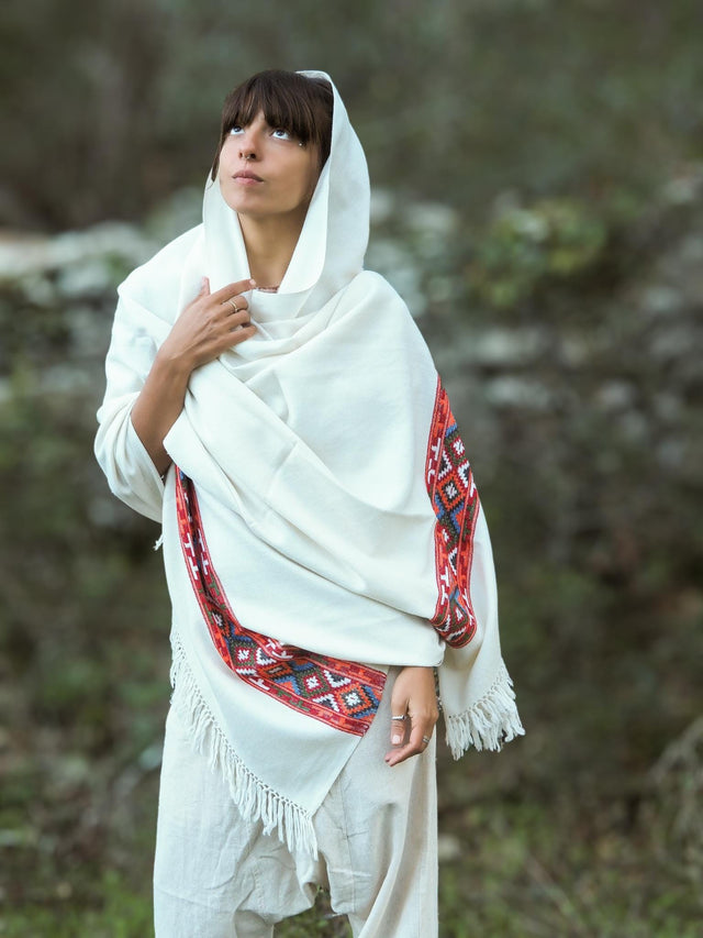 Woolen Kullu Shawl, Embroidered Shawl, Earthy Clothing, Wool Cover Up, Tribal Shawl, Kullu Shawl, Hand Loomed Shawl, Fringe Shawl, Gift