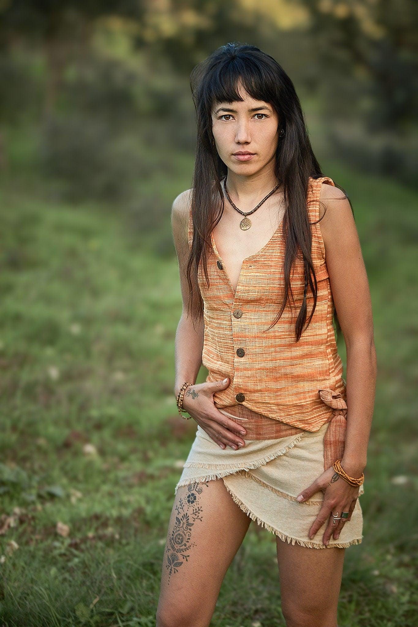Women Khadi Vest, Hippie Vest, Summer Top, Natural Clothing, Hippie Waistcoat, Buttoned Woman Top, Earthy Waistcoat, Hand Woven Clothing