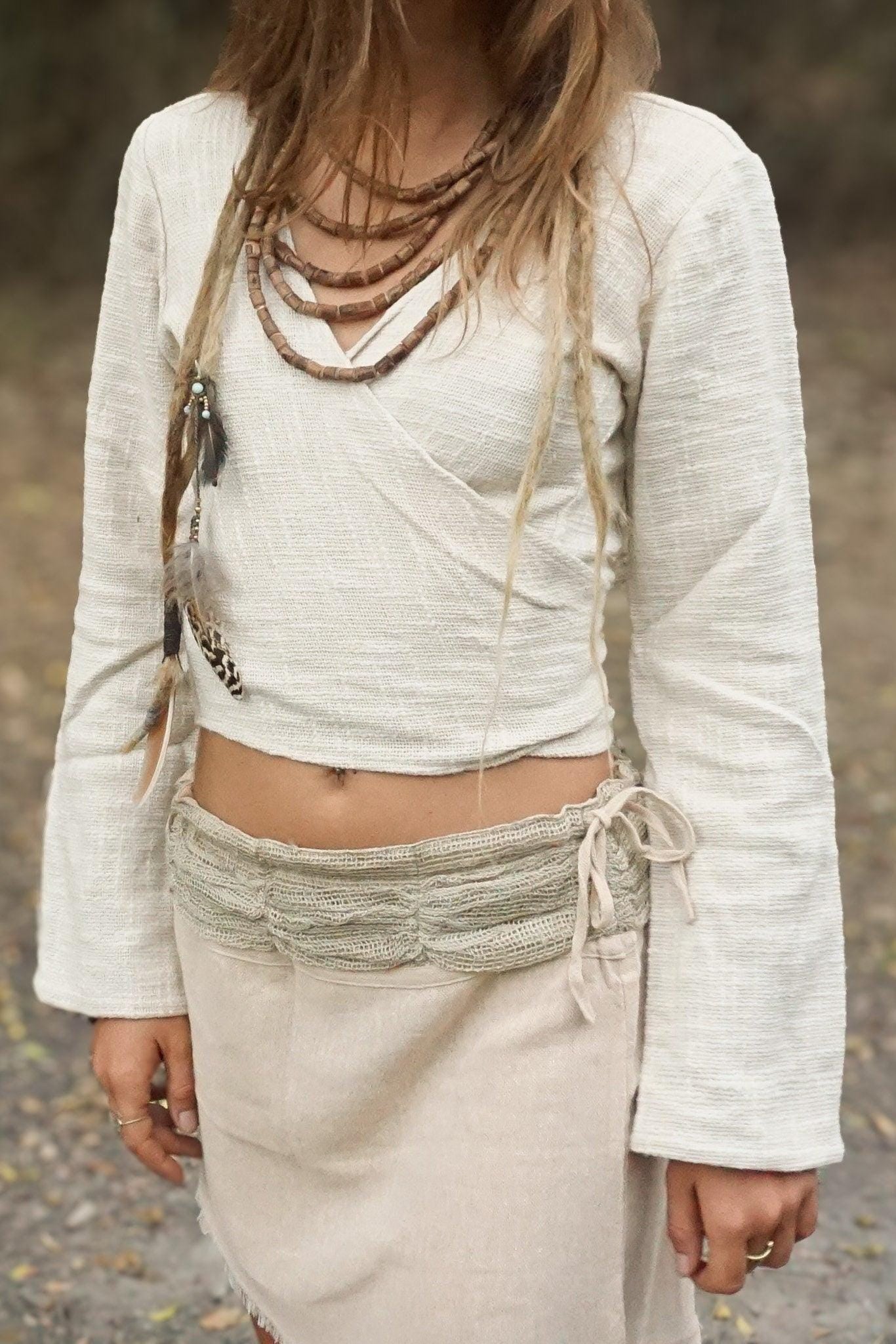 Raw Cotton Wrap Top