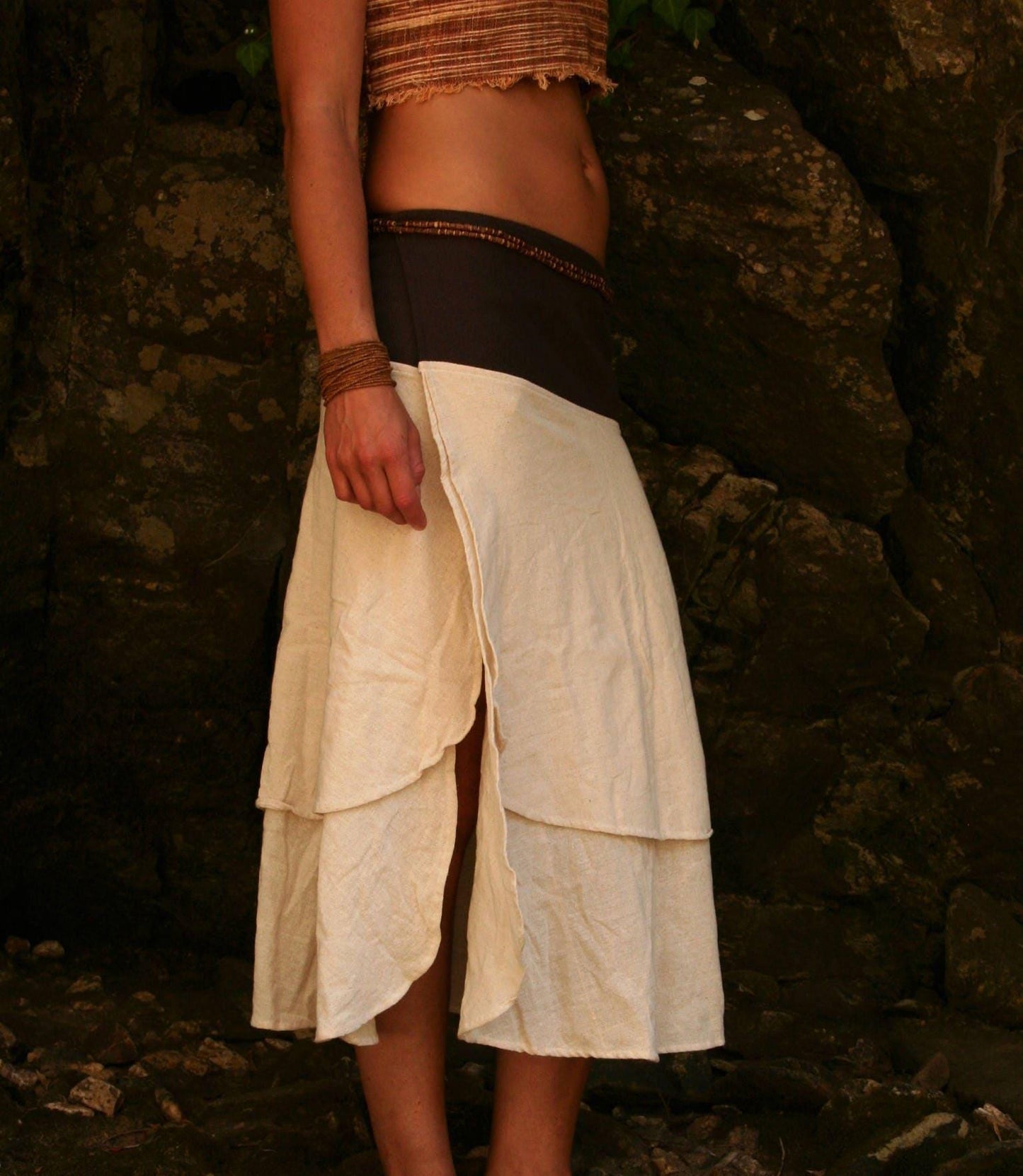Women Wrap Cotton Skirt, Boho Clothing, Loose Skirt, Earthy Clothing, Natural Skirt, Psytrance Clothing, Hippie Skirt, White