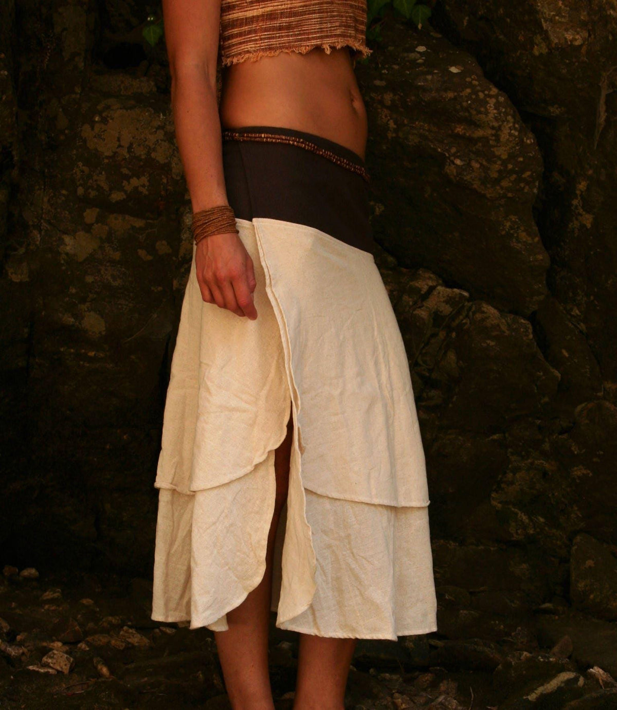 Women Wrap Cotton Skirt, Boho Clothing, Loose Skirt, Earthy Clothing, Natural Skirt, Psytrance Clothing, Hippie Skirt, White