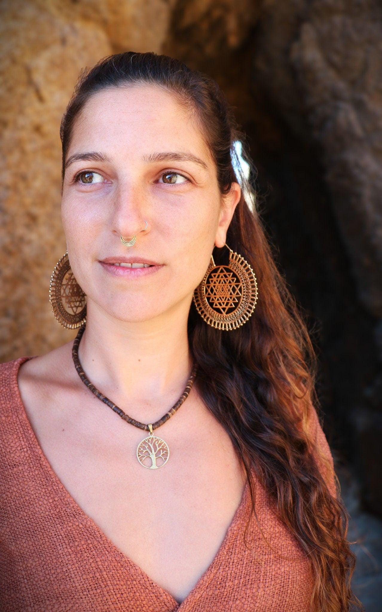 Big Shri Yantra Earrings