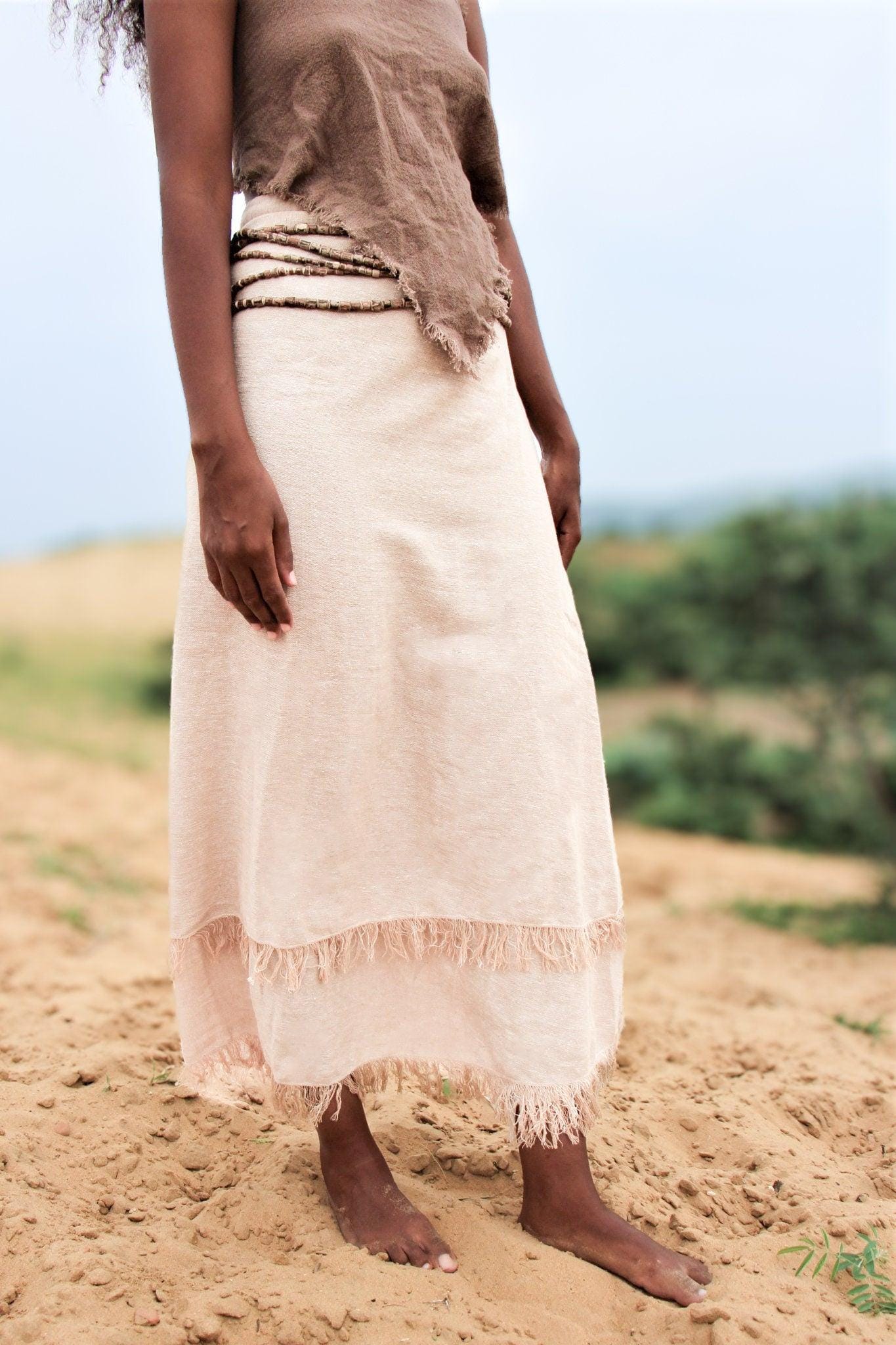 Frayed Wrap Skirt, Long Wrap Skirt, Boho Skirt, Boho Clothing, Natural Long Skirt, Hippie Skirt, Natural Clothing, Tribal Skirt, Maxi Skirt