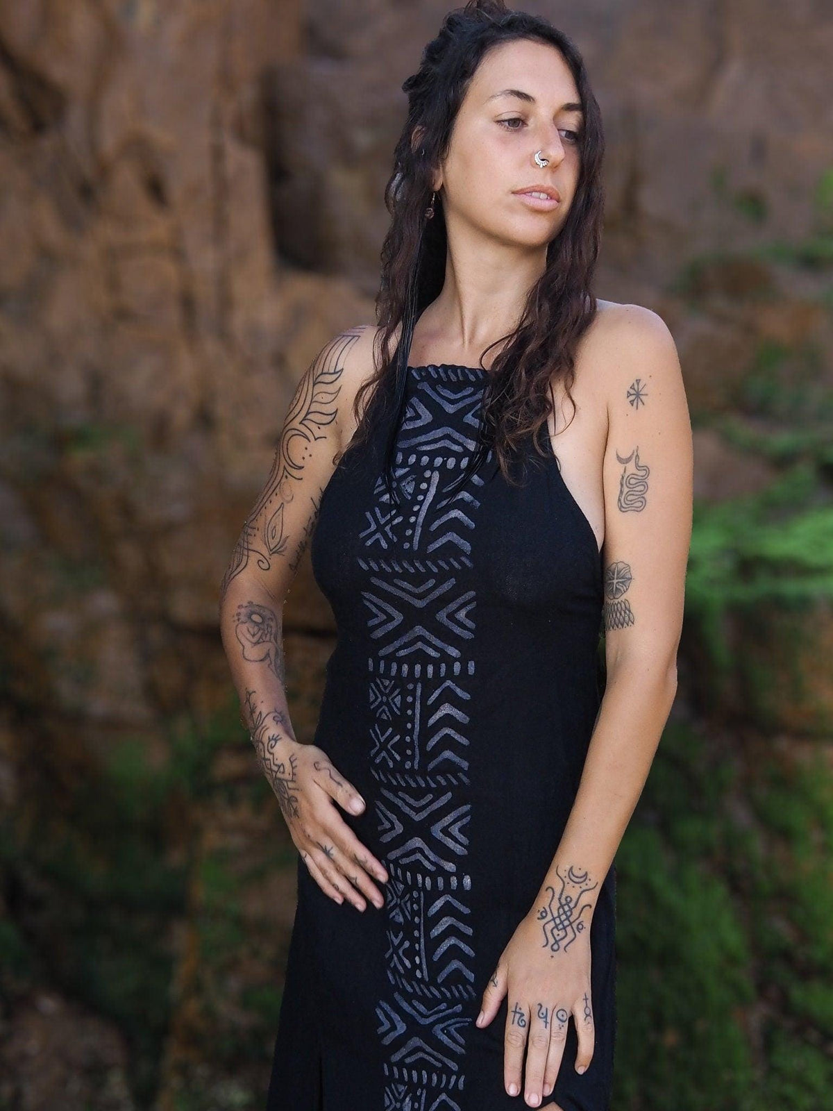 Tribal Block Print Dress, Ethnic Maxi Dress, Boho Long Dress, Tribal Clothing, Earthy Clothing, Sleeveless Summer Dress, Festival Dress