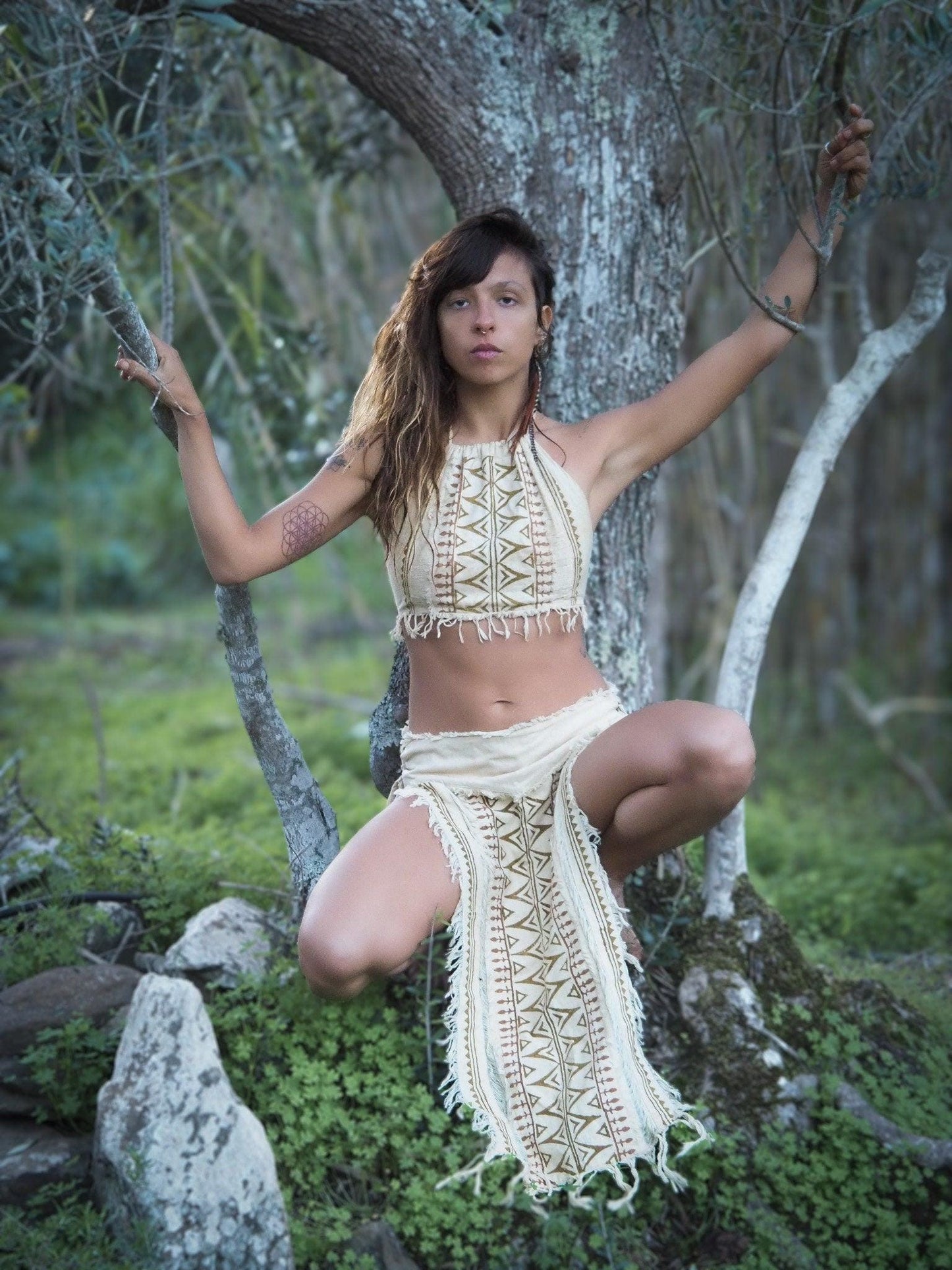 Tribal Block Print Halter Top, Organic Halter Top, Earthy Halter Top, Organic Crop Top, Cotton Tie Top, Earthy Clothing, Festival Ethnic Top
