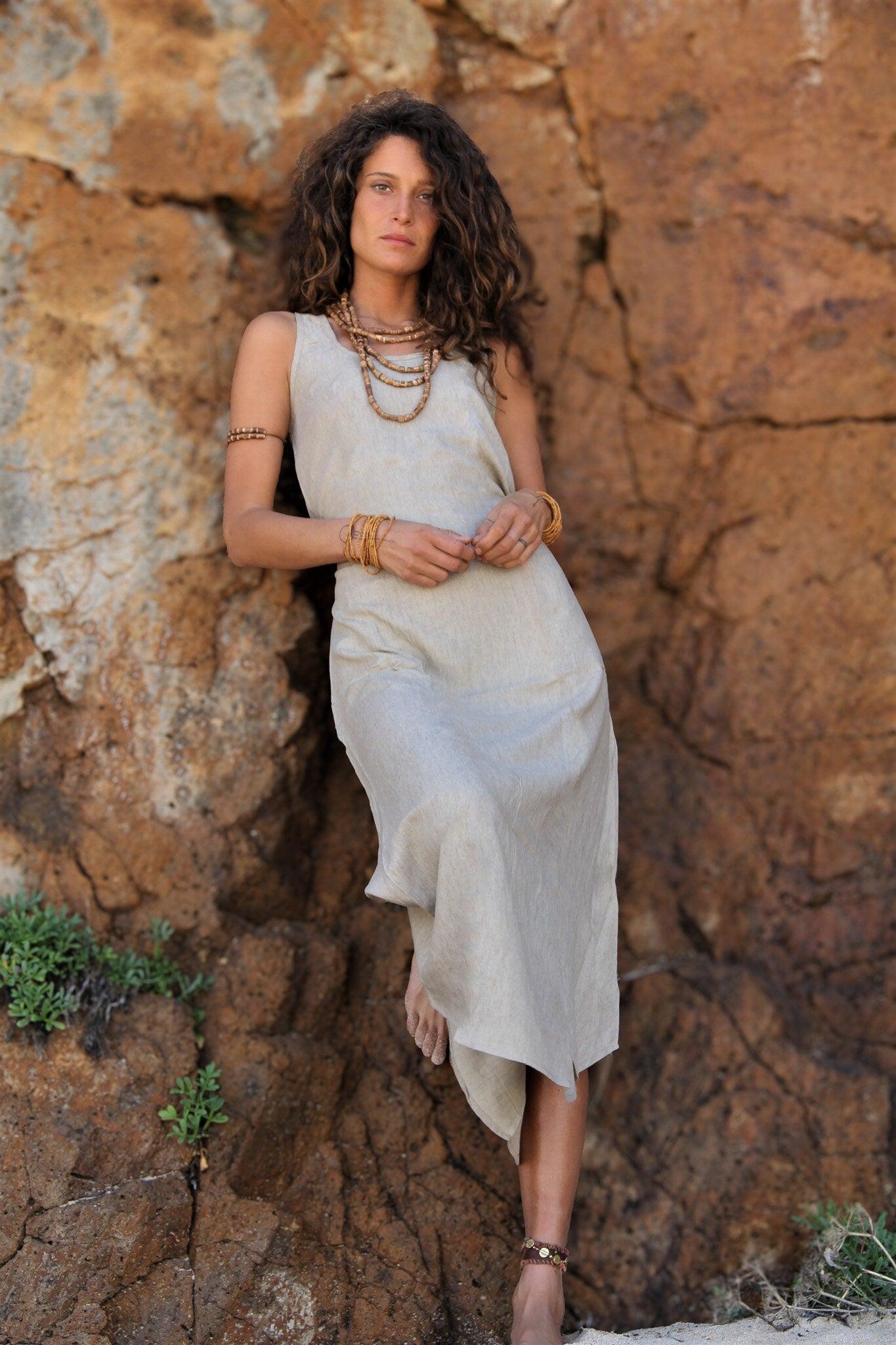 Gray Linen Cotton Dress