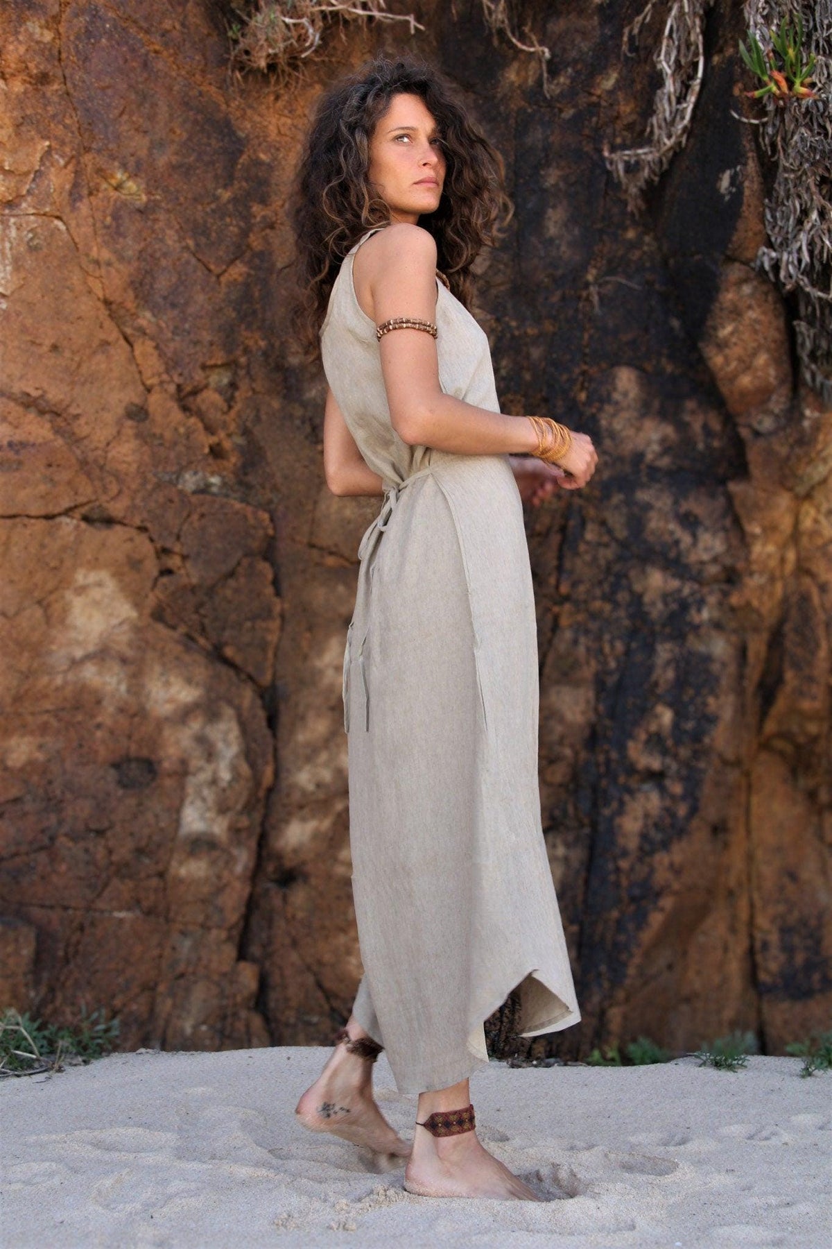 Gray Linen Cotton Dress