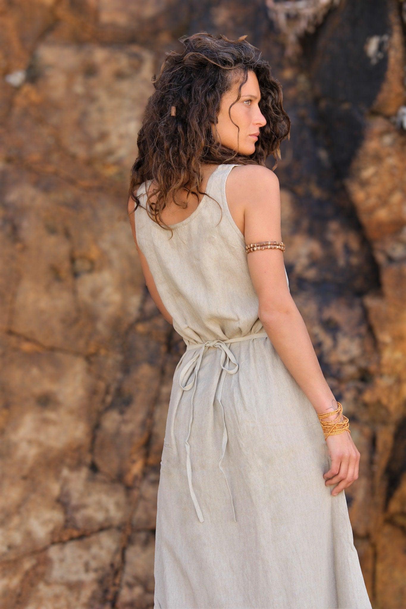 Gray Linen Cotton Dress