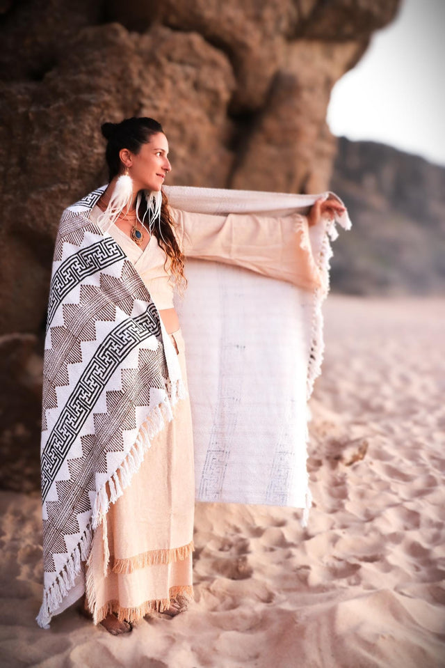 Big Tribal Blockprint Shawl, Big Cotton Shawl, Blockprint Shawl, Ethnic Shawl, Tribal Blanket, Throwover, Wrap, Boho, Ethnic, Ceremonial