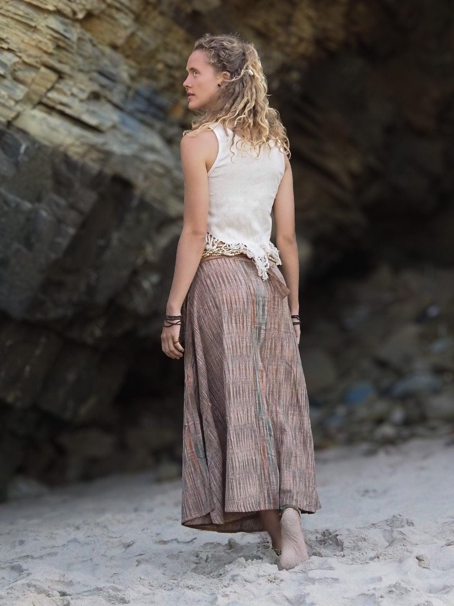 Khadi Wrap Skirt, Wrap Skirt, Khadi Clothing, Loose Maxi Skirt, Hippie Skirt, Natural Clothing, Boho Skirt, Hand Loomed Skirt, Oversize
