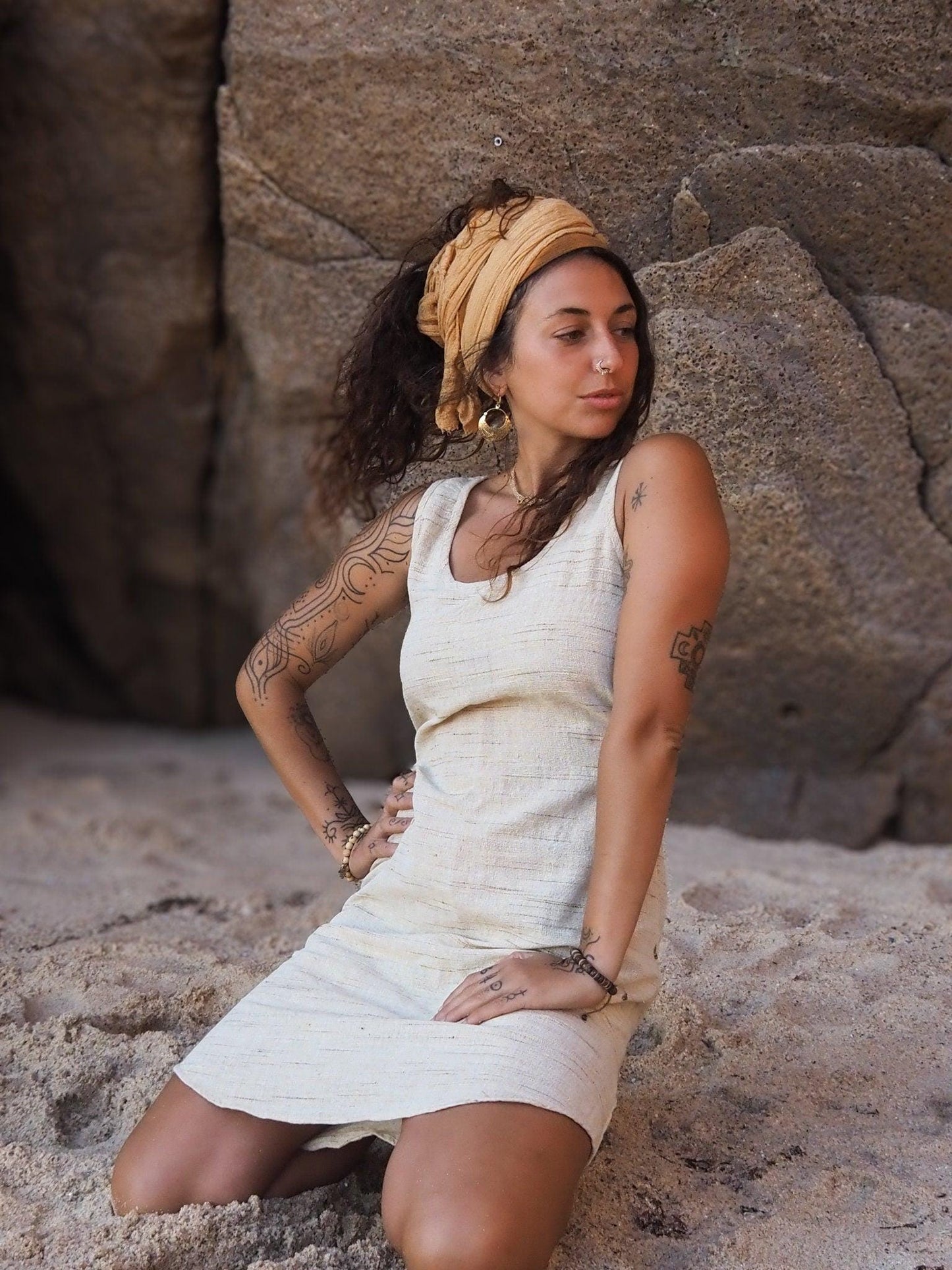 Khadi Short Dress, Gypsy Short Dress, Tribal Short Dress, Boho Short Dress, Hippie Short Dress, Earthy Short Dress, Natural Clothing