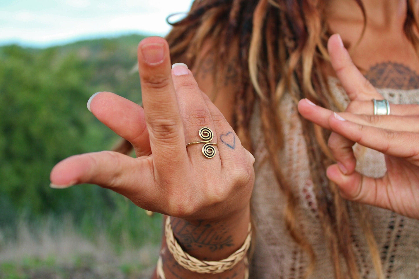 Brass Double Spiral Ring