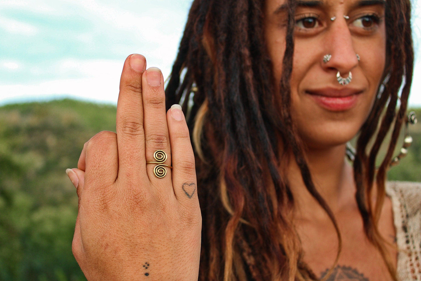 Brass Double Spiral Ring