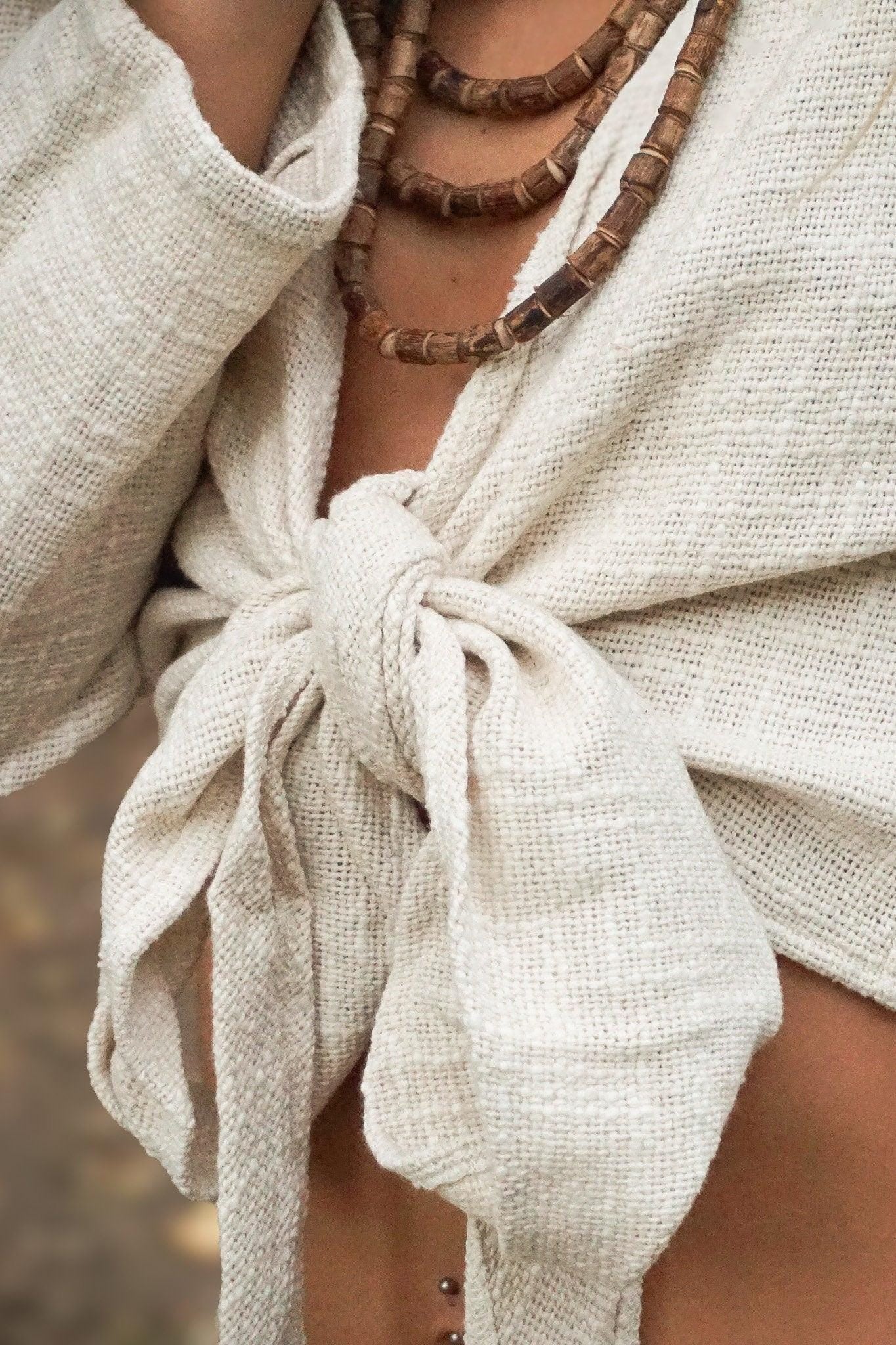 Raw Cotton Wrap Top