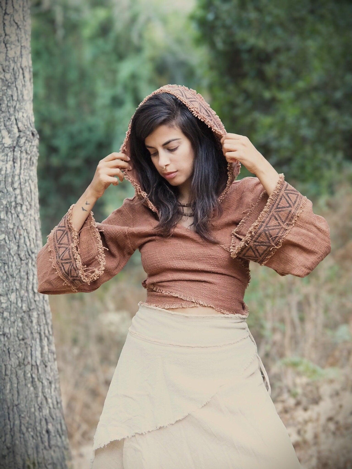 Tribal Hoodie Wrap Top