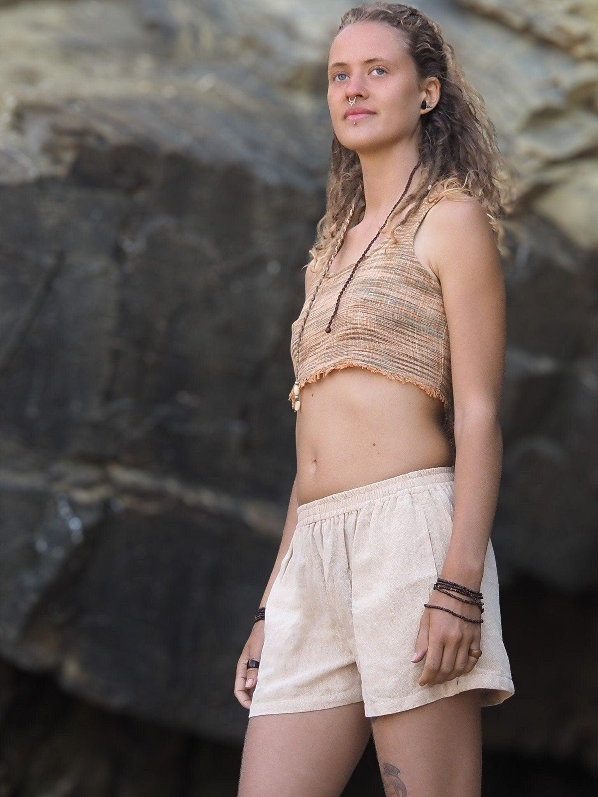 Khadi Short Top, Women Khadi Top, Fringe Top, Summer Crop Top, Khadi Clothing, String Top, Beach Top, Hippie Top, Natural Clothing