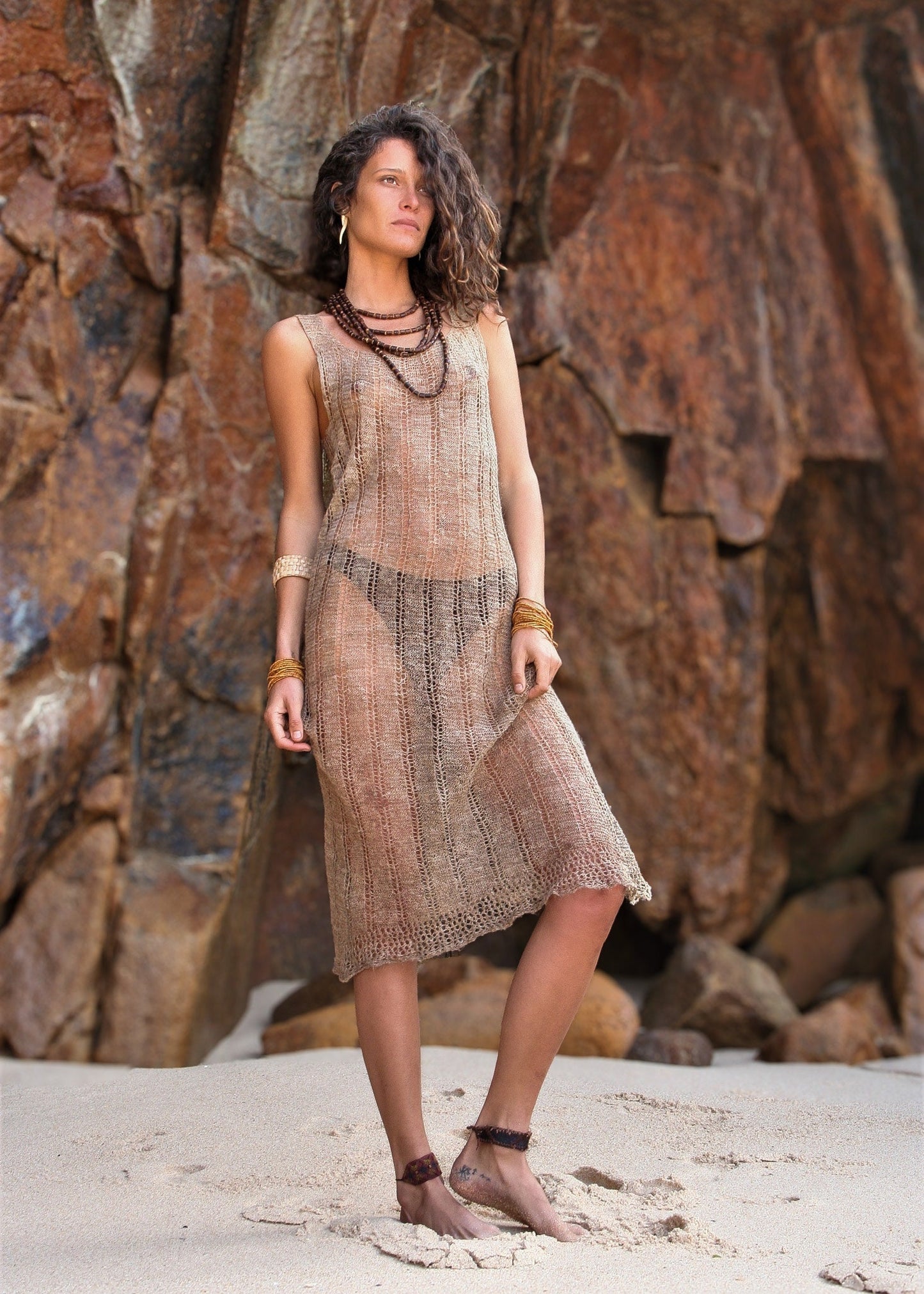 Long Nettle Dress, Crochet Dress, Nettle Dress, Tribal Dress, Earthy Dress, Boho Dress, Natural Dress, Eco, Organic, Handmade, Gift for Her