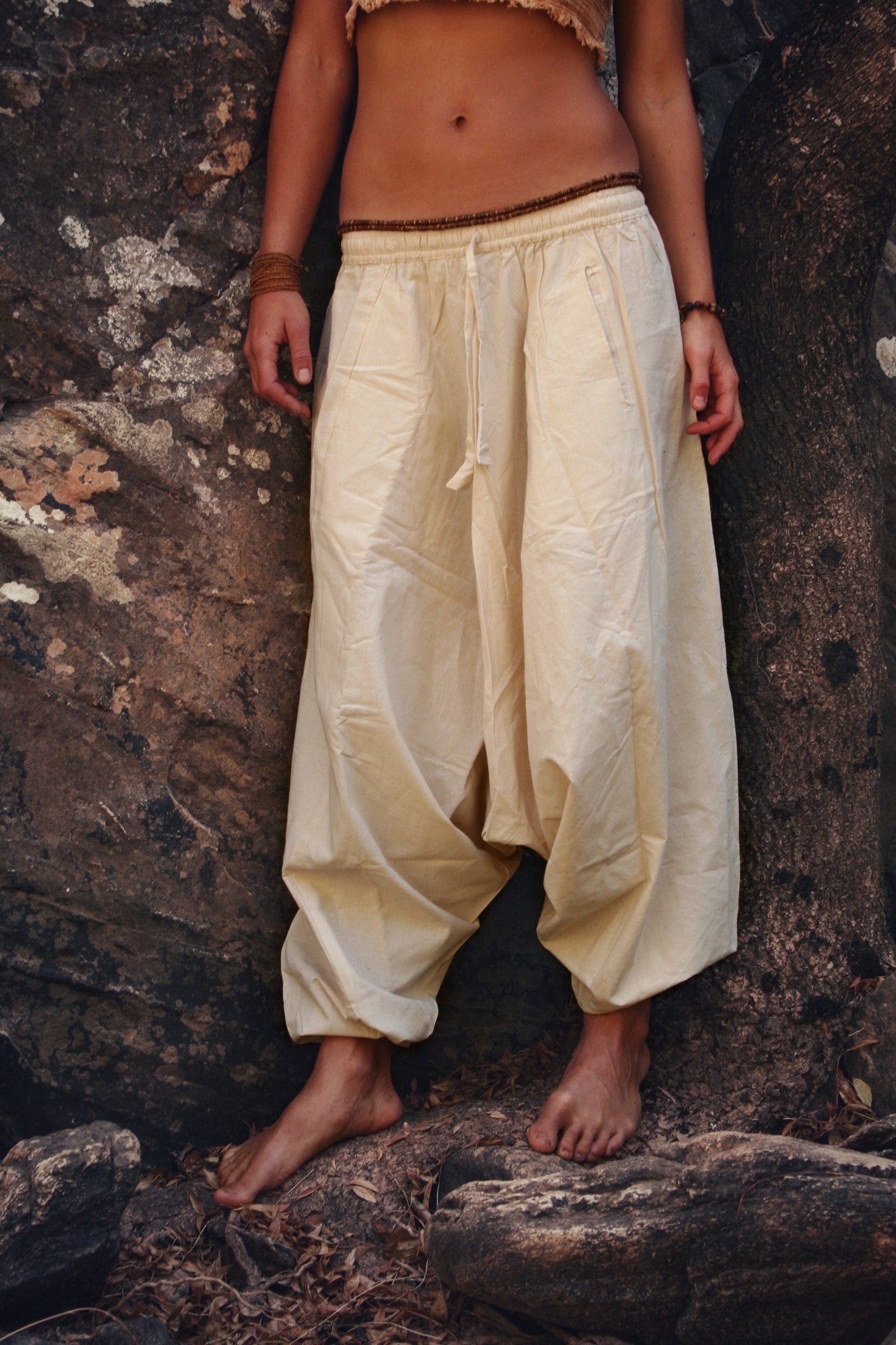 White Cotton Afghani Pants, Natural Harem Pants, Aladdin Pants, Hippie Pants, Yoga pants, Tribal Clothing, Earthy Clothing, Drop Crotch