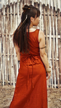 Boho Red Raw Silk Wrap Dress, Silk Wrap Dress, Tribal Clothing, Boho Wrap Dress, Beach Dress, Loose Maxi Dress, Natural Clothing, Sleeveless