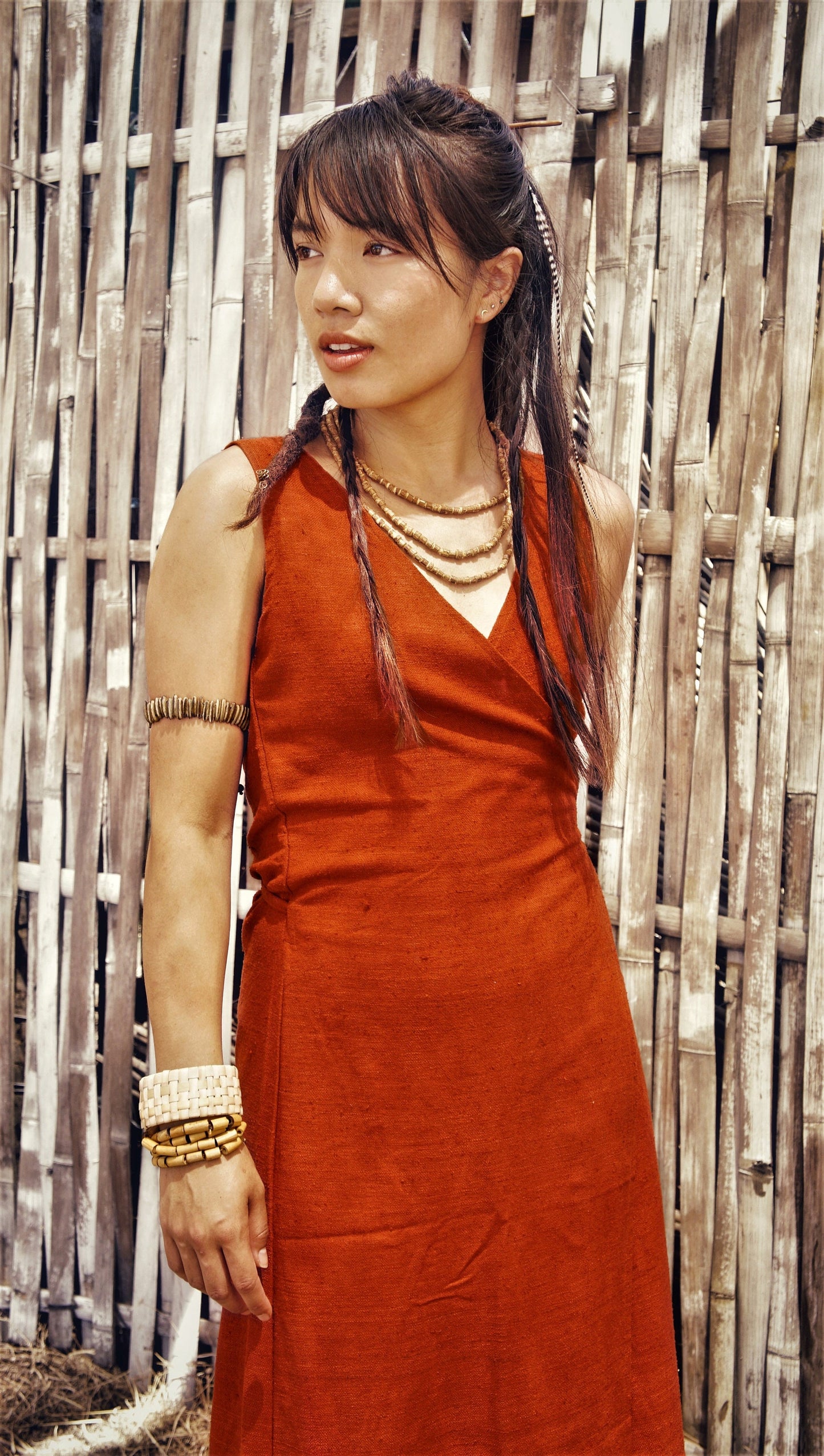 Boho Red Raw Silk Wrap Dress, Silk Wrap Dress, Tribal Clothing, Boho Wrap Dress, Beach Dress, Loose Maxi Dress, Natural Clothing, Sleeveless