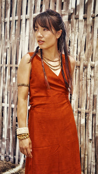Boho Red Raw Silk Wrap Dress, Silk Wrap Dress, Tribal Clothing, Boho Wrap Dress, Beach Dress, Loose Maxi Dress, Natural Clothing, Sleeveless