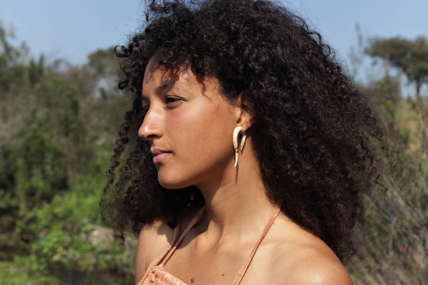 Hand Carved Natural Wood Earrings