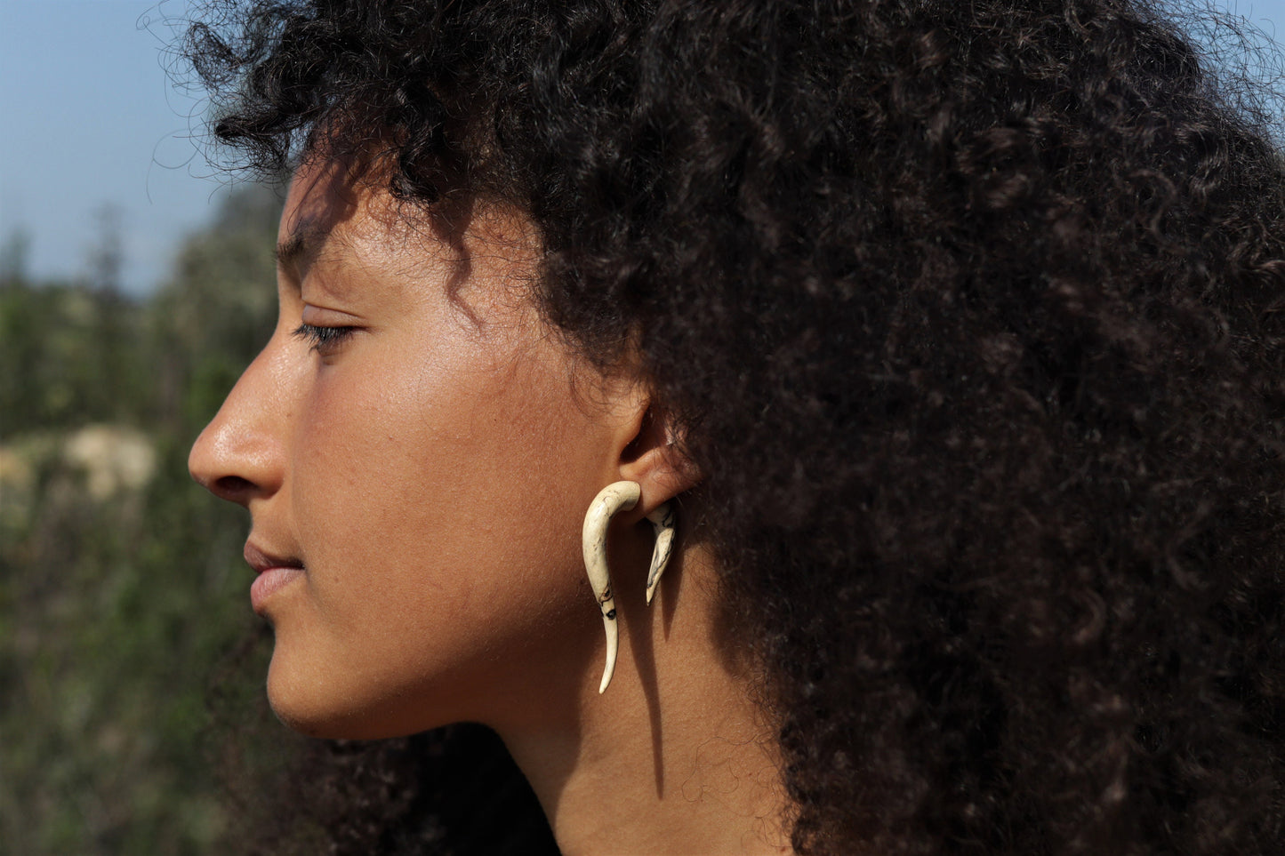 Hand Carved Natural Wood Earrings