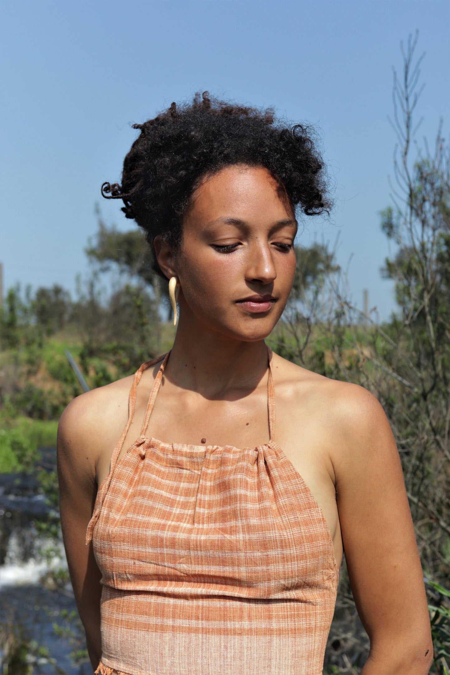 Hand Carved Natural Wood Earrings