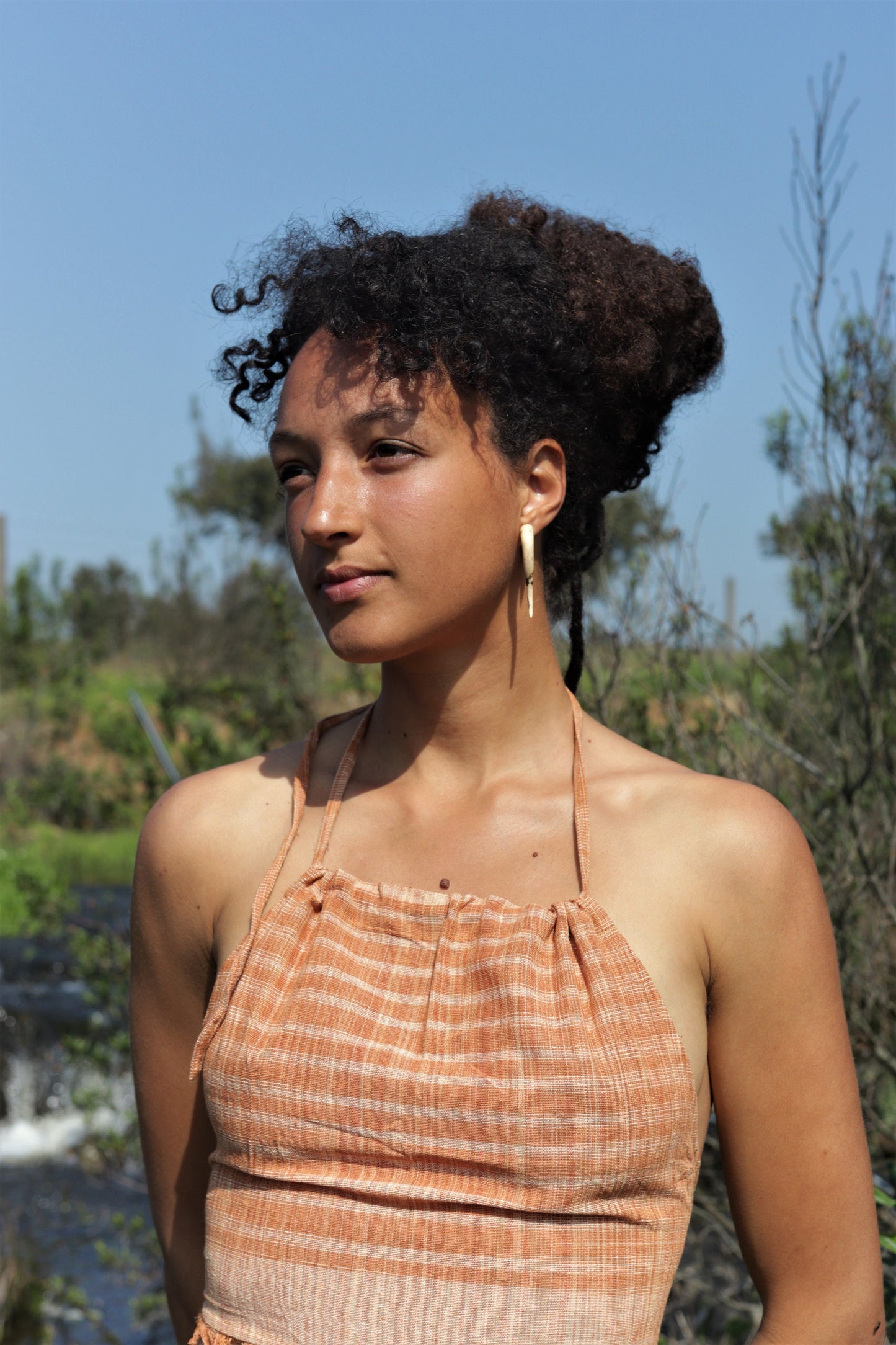 Hand Carved Natural Wood Earrings