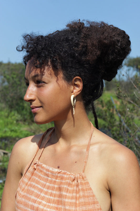 Hand Carved Natural Wood Earrings