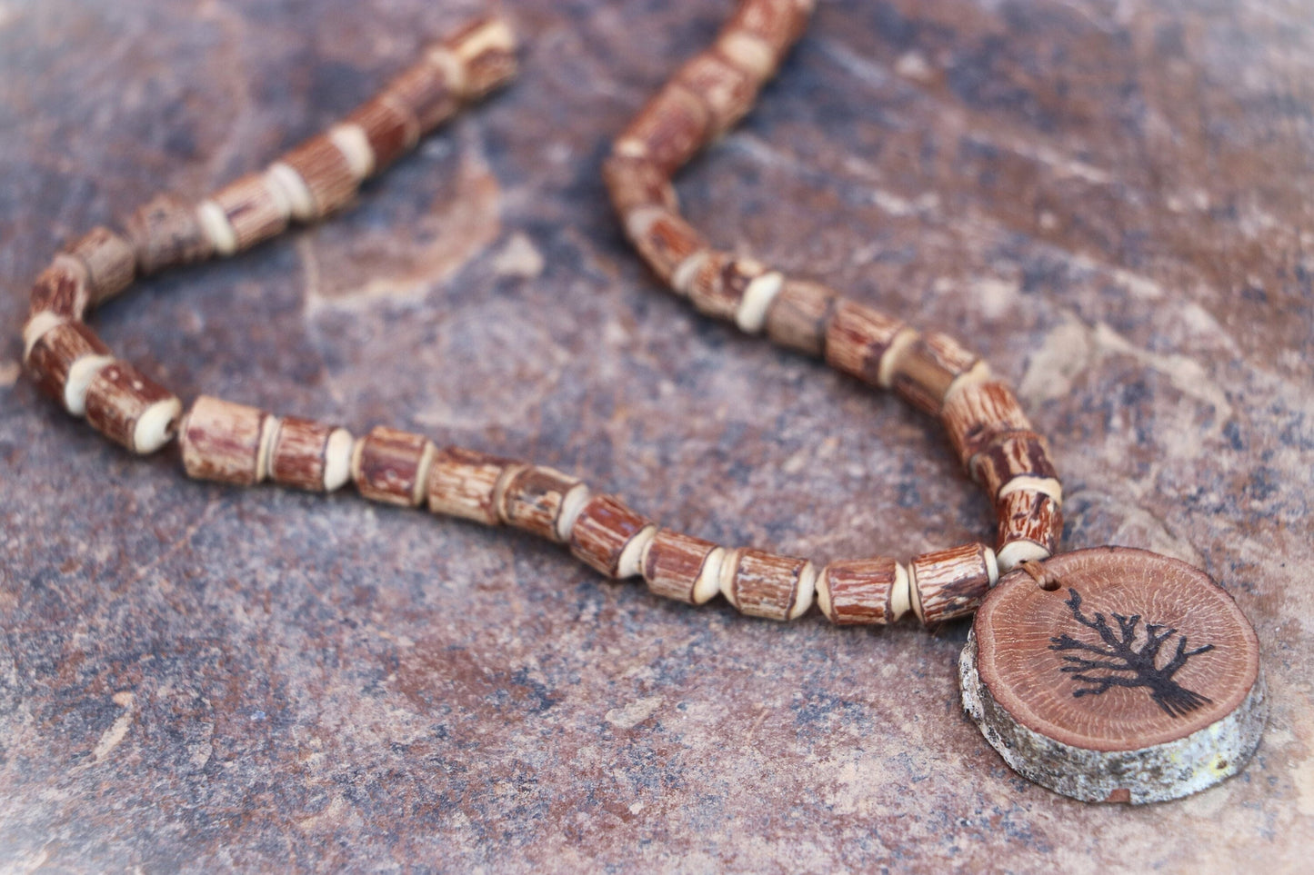 Oak Wood Necklace, Tree Of Life Necklace, Beads Necklace, Hippie Jewelry, Tribal Jewelry, Boho Necklace, Wood Jewelry, Gift For Her