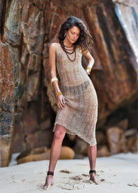 Long Nettle Dress, Crochet Dress, Nettle Dress, Tribal Dress, Earthy Dress, Boho Dress, Natural Dress, Eco, Organic, Handmade, Gift for Her