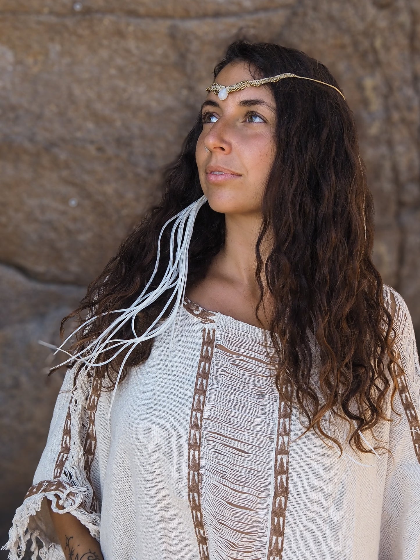 Goddess Tiara Choker Necklace, Handmade Macrame Choker, Moonstone Choker, Labradorite Tiara, Macrame Necklace, Boho, Fairy, Gift for Her